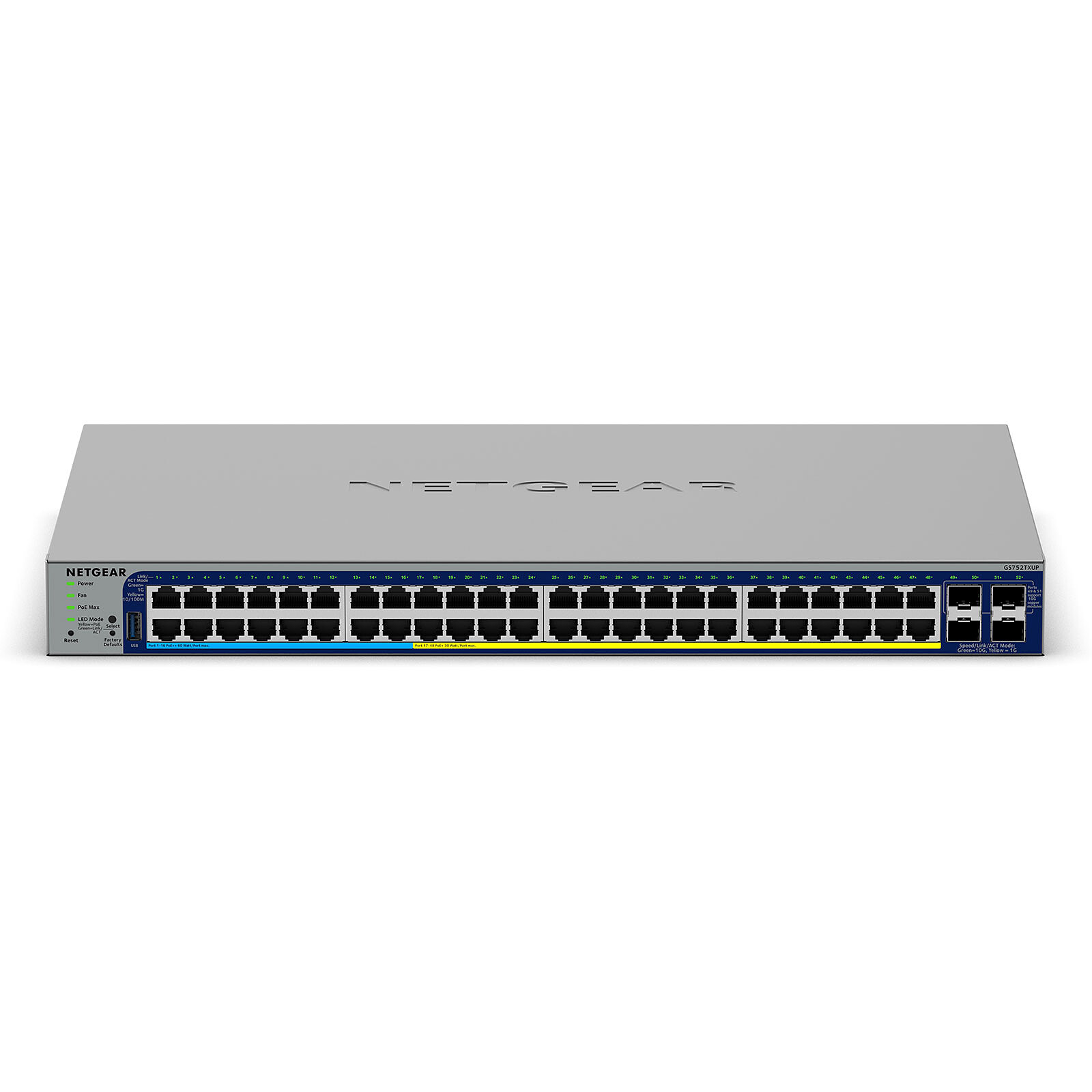NETGEAR 48P GE POE++ Smart Switch W/10G SFP+ GS752TXUP