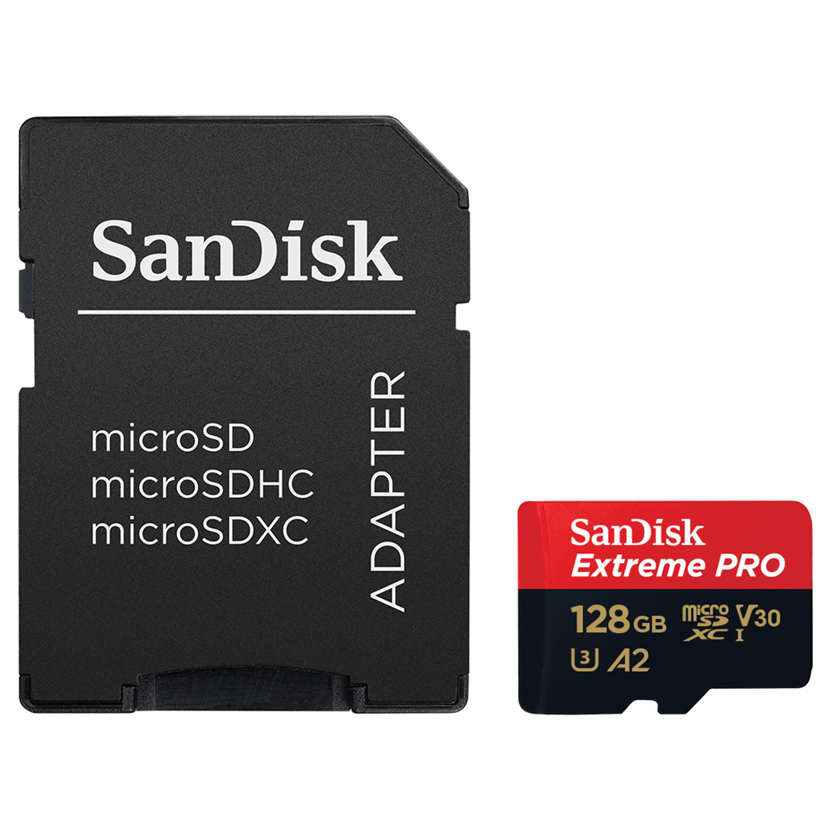 SanDisk Professional Extreme Pro microSDXC UHS-I U3 V30 A2 128 Go + Adaptateur SD
