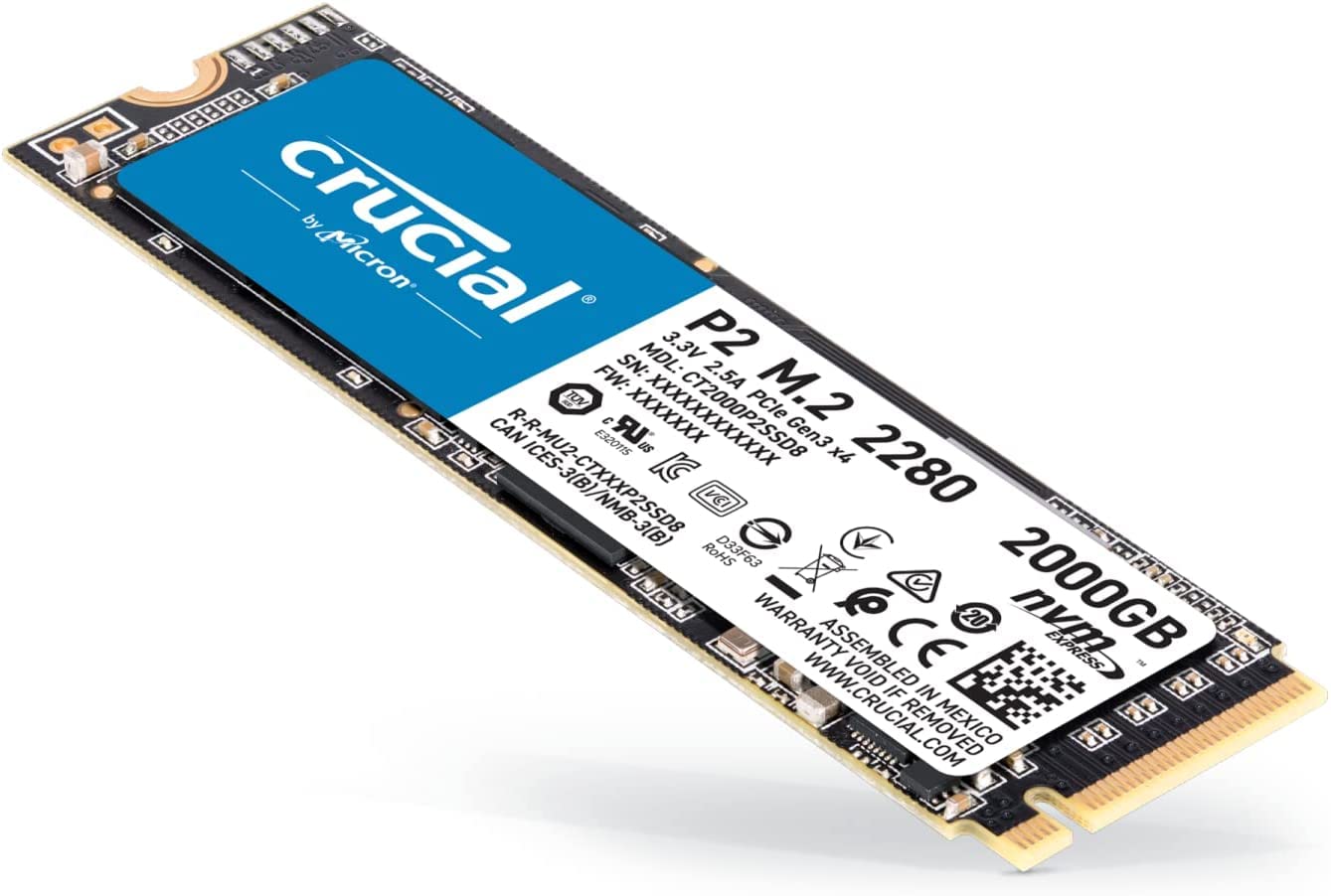 CRUCIAL P2 2000GB 3D NVMe PCIe M.2 SSD