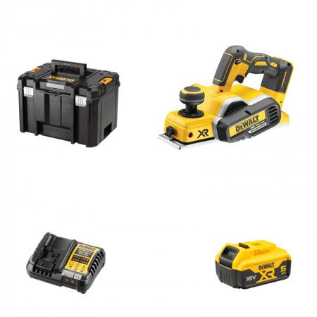 DeWalt Rabot XR 18V DCP580NT-XJ + 1 batterie 18V 5 Ah + 1 chargeur DCB1104-QW