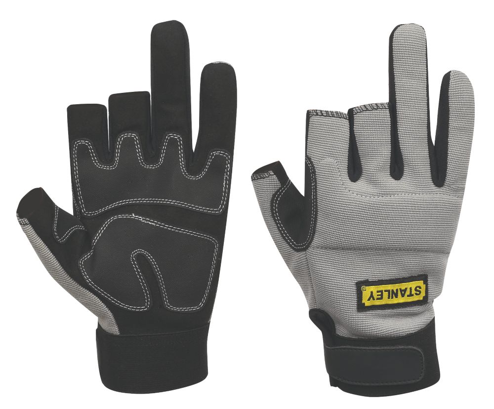 Stanley Gants de travail 3 doigts ouverts Performance gris taille L