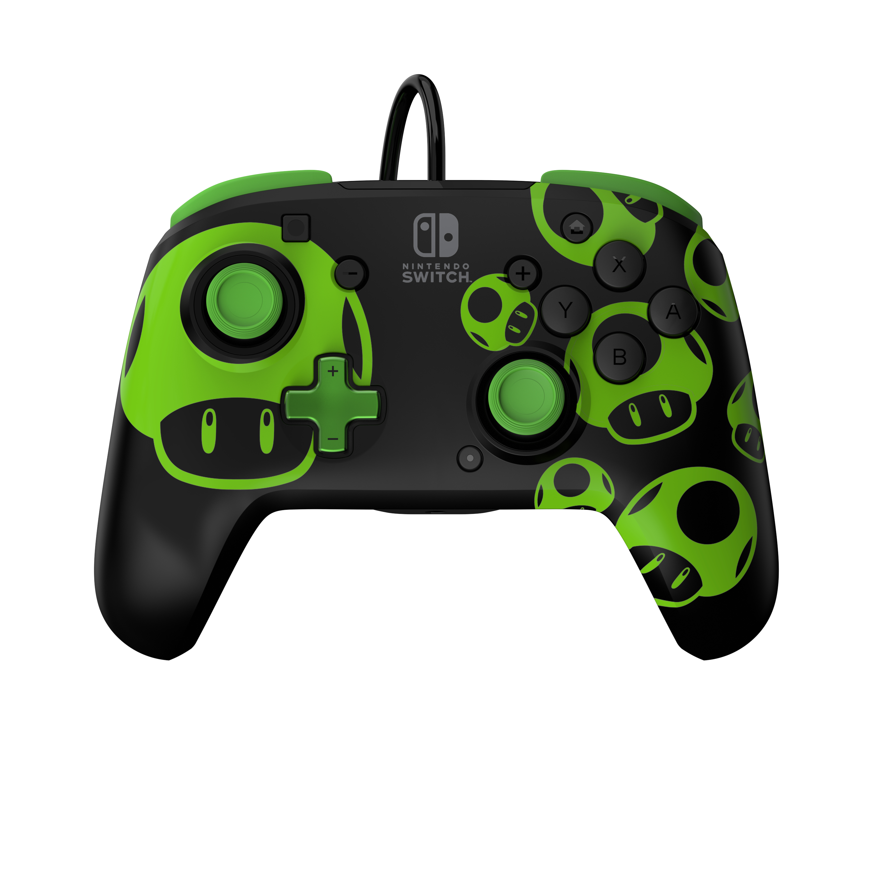 PDP Manette filaire Rematch 1-Up Glow in the Dark pour Nintendo Switch et Nintendo Switch OLED Noir et Vert