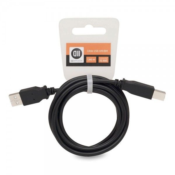 D2 Diffusion C ble USB 2.0 A m le/B m le 1.80 m Accroche cavalier