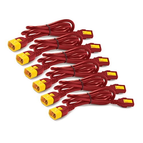 APC - Câble d'alimentation - power IEC 60320 C13 verrouillage pour IEC 60320 C14 verrouillage - 60 cm - rouge (pack de 6) - pour P/N: SCL500RMI1UC, SCL500RMI1UNC, SMT3000I-AR, SMT3000R2I-AR, SMTL750RMI2UC, SRT1500RMXLI