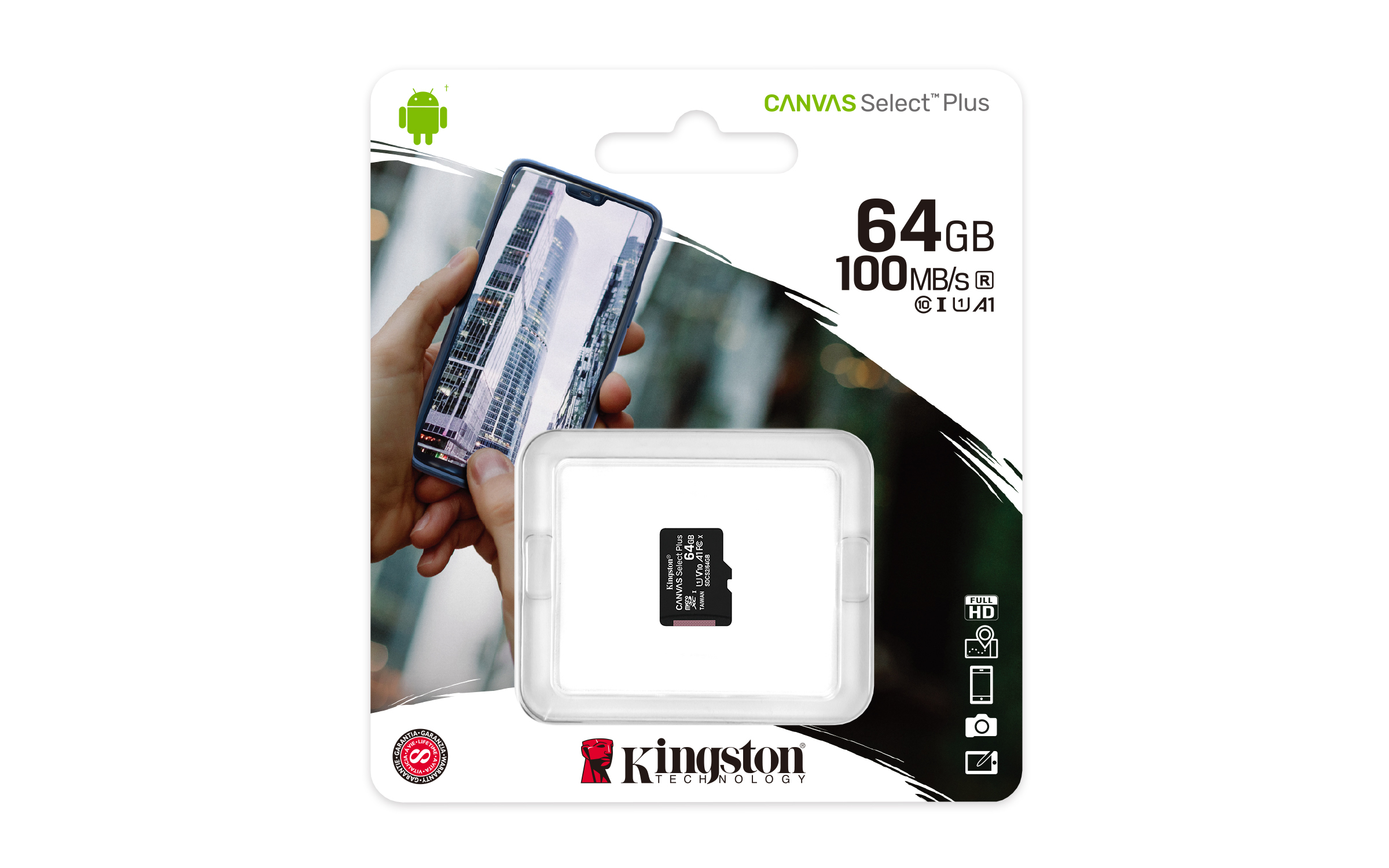 KINGSTON 64GB micSDXC Canvas Select Plus 100R A1 C10 Single Pack w/o ADP