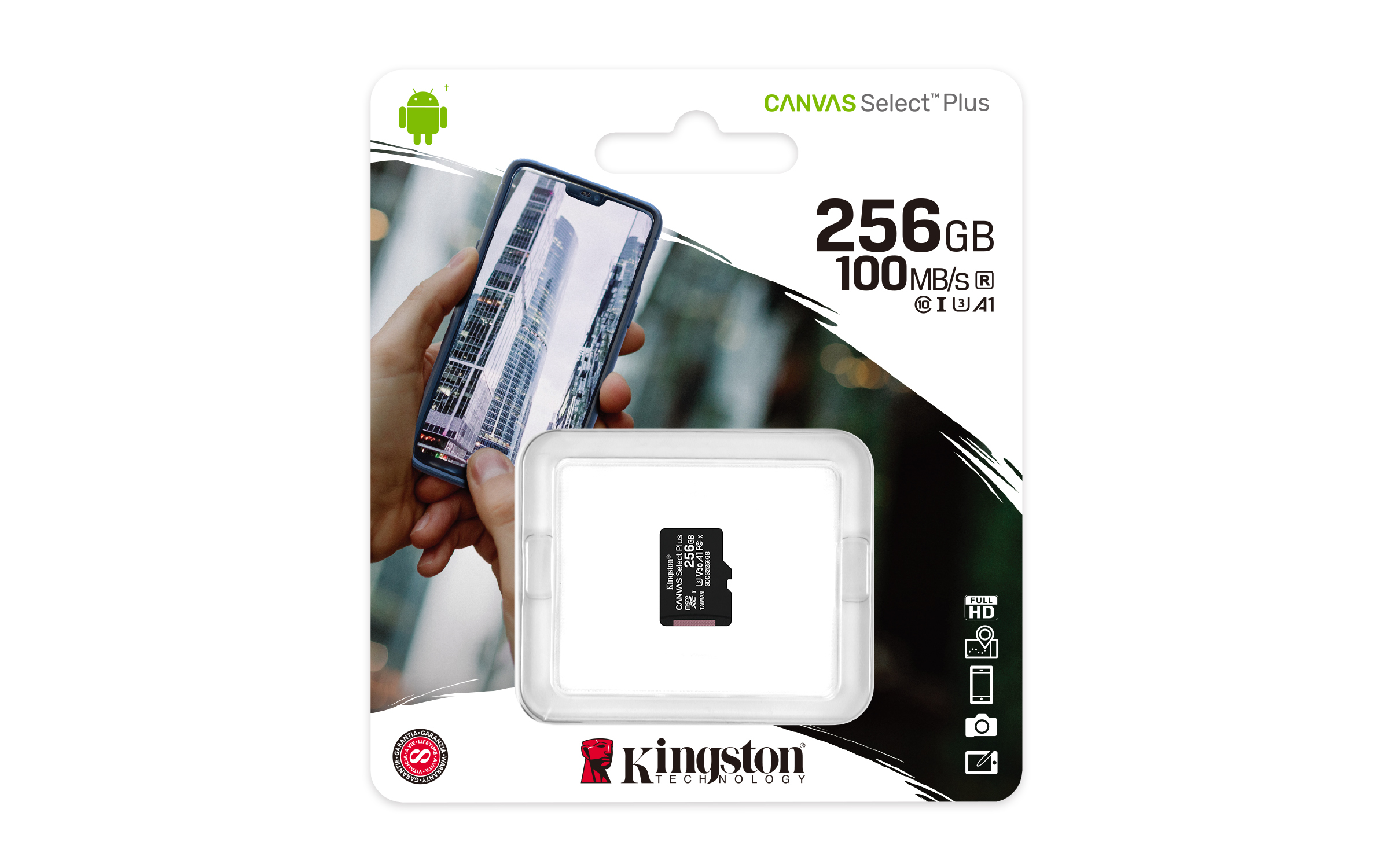KINGSTON 256GB micSDXC Canvas Select Plus 100R A1 C10 Single Pack w/o ADP