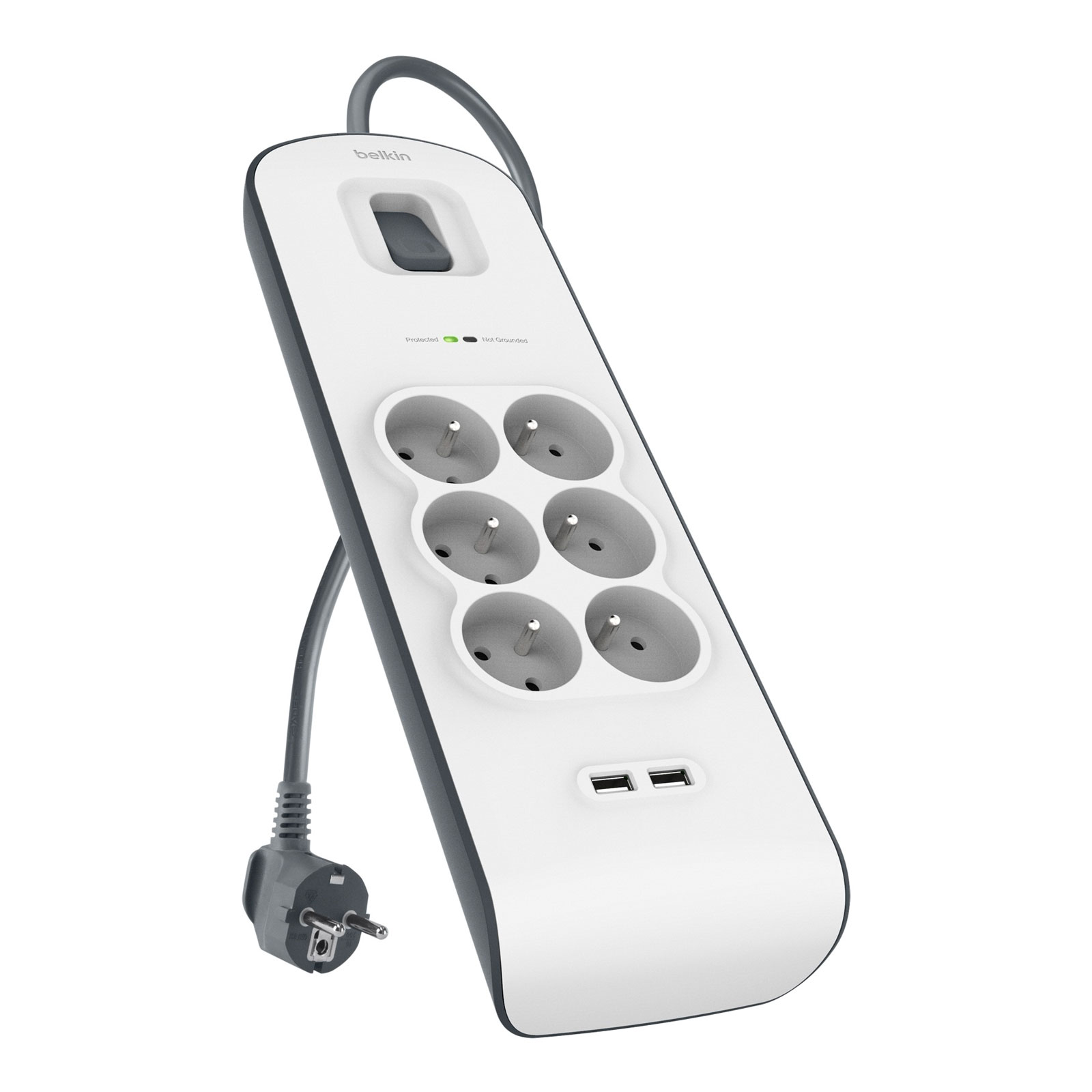 BELKIN Multiprise parafoudre (6 prises secteur + 2 prises USB)