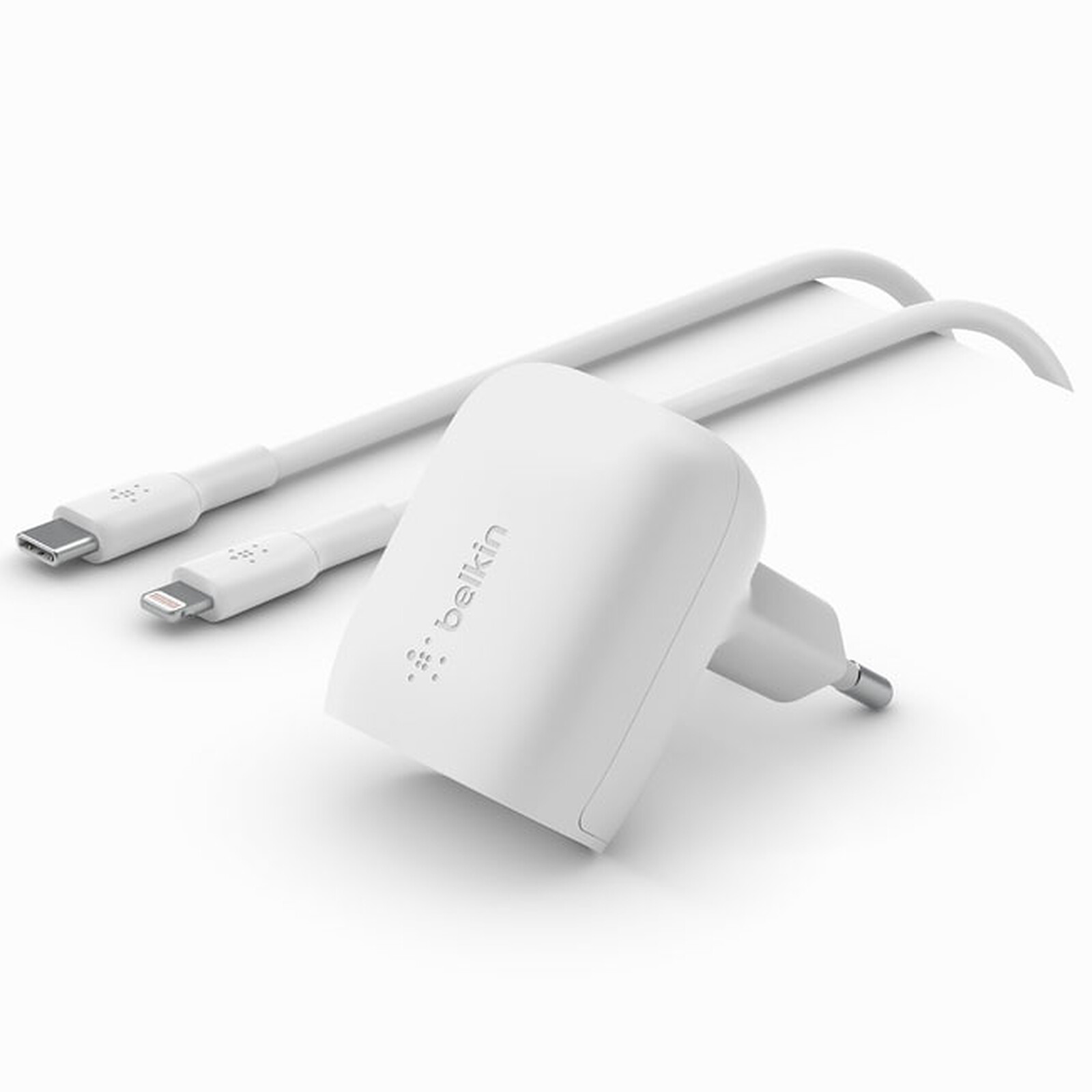 BELKIN Chargeur secteur USB-C PD 20W + cable 1m PVC C-LTG blanc
