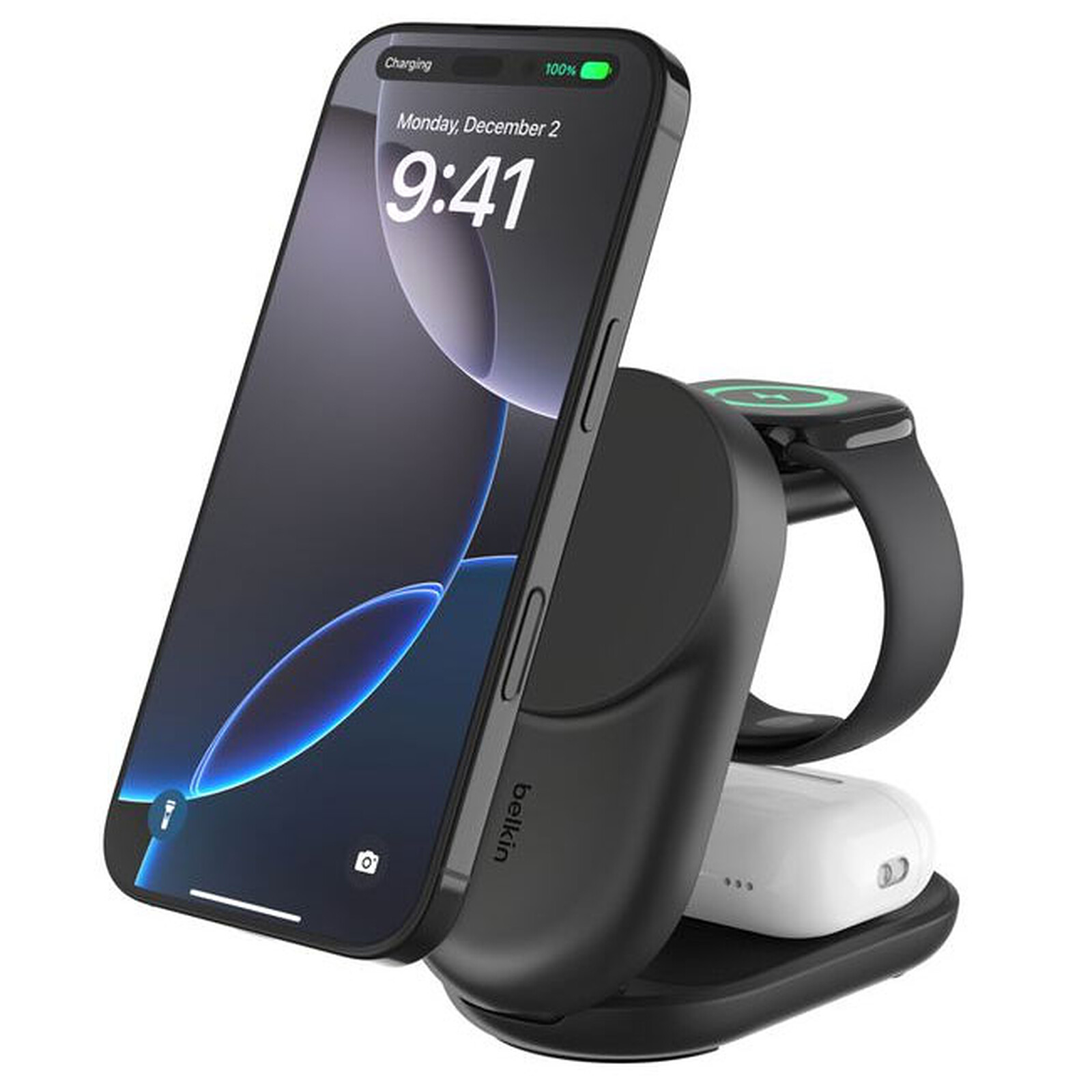 BELKIN UltraCharge 25w Qi2 3in1 Magnetic Charger, EU, Black, Round