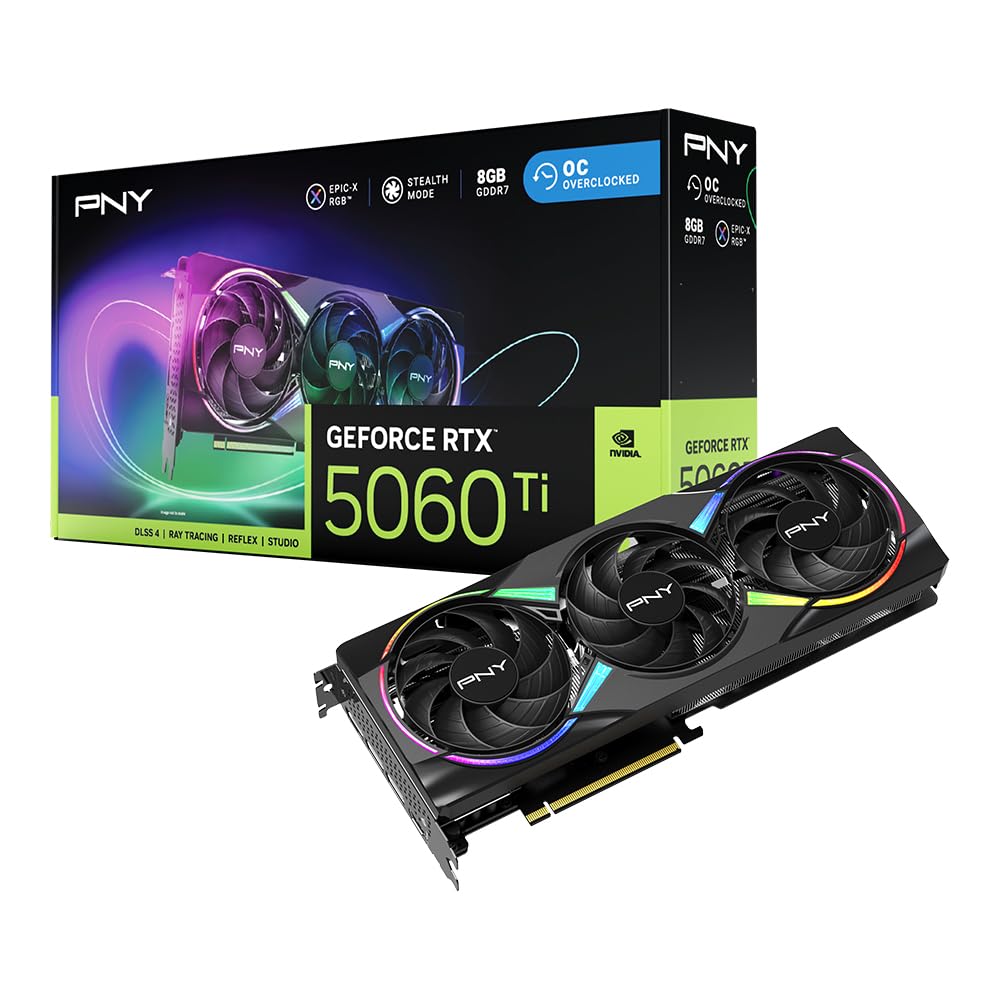 PNY Carte Graphique  GeForce RTX 5060 Ti Epic-X Triple Fan OC 8Go