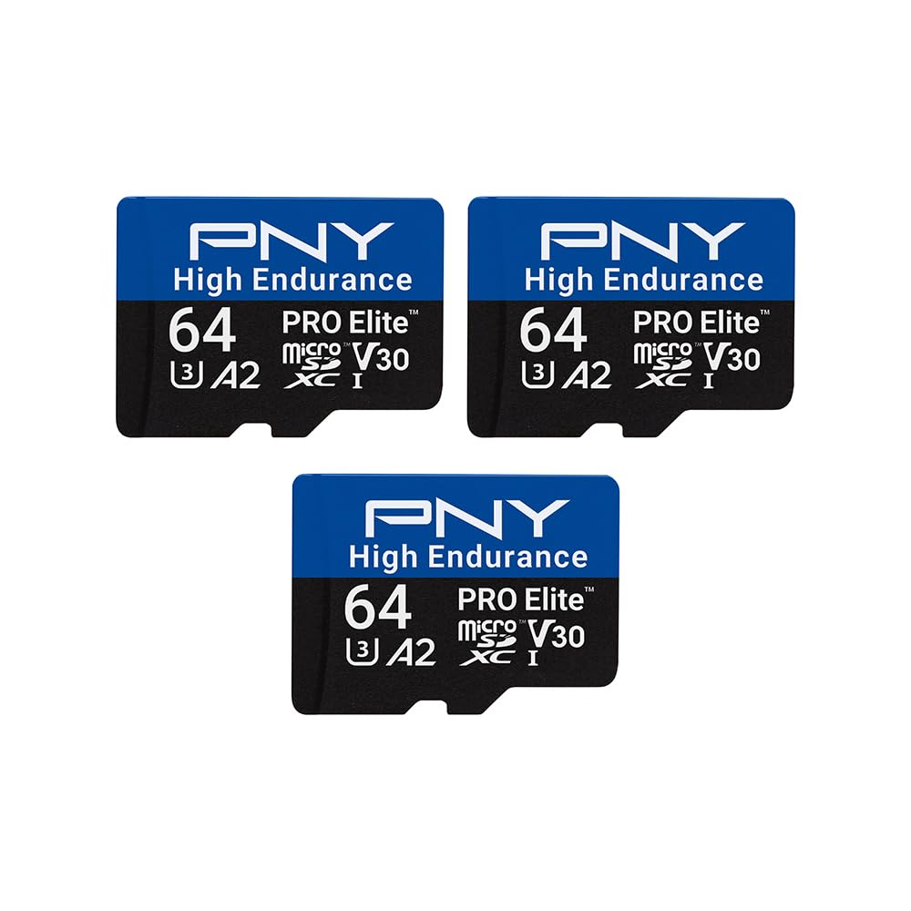 PNY SD MicroSD XC Card 64GB PNY Pro Elite High Endurance 3-Pack
