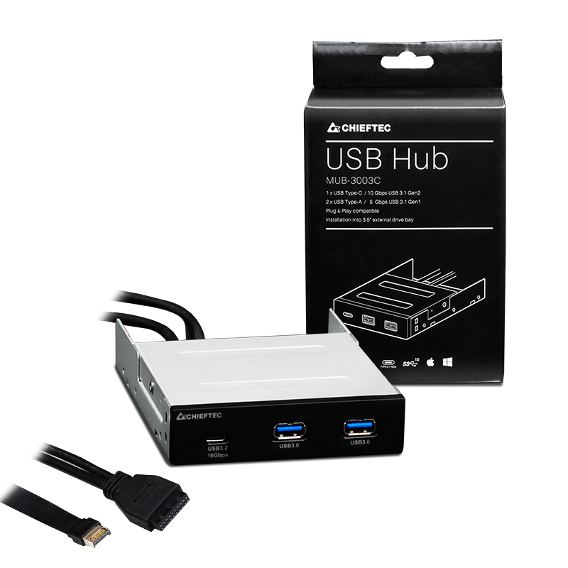 Chieftec Panneau avant, 3,5, 1 USB 3.1 type C, 2 USB 3.0 type A