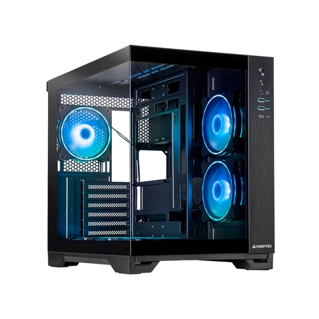 Chieftec Boitier Mini Tour Micro ATX Visio RGB avec panneaux vitrés (Noir)
