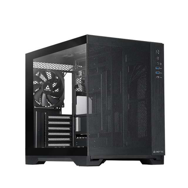Chieftec Boitier Mini Tour Micro ATX Visio Air avec panneau vitré (Noir)