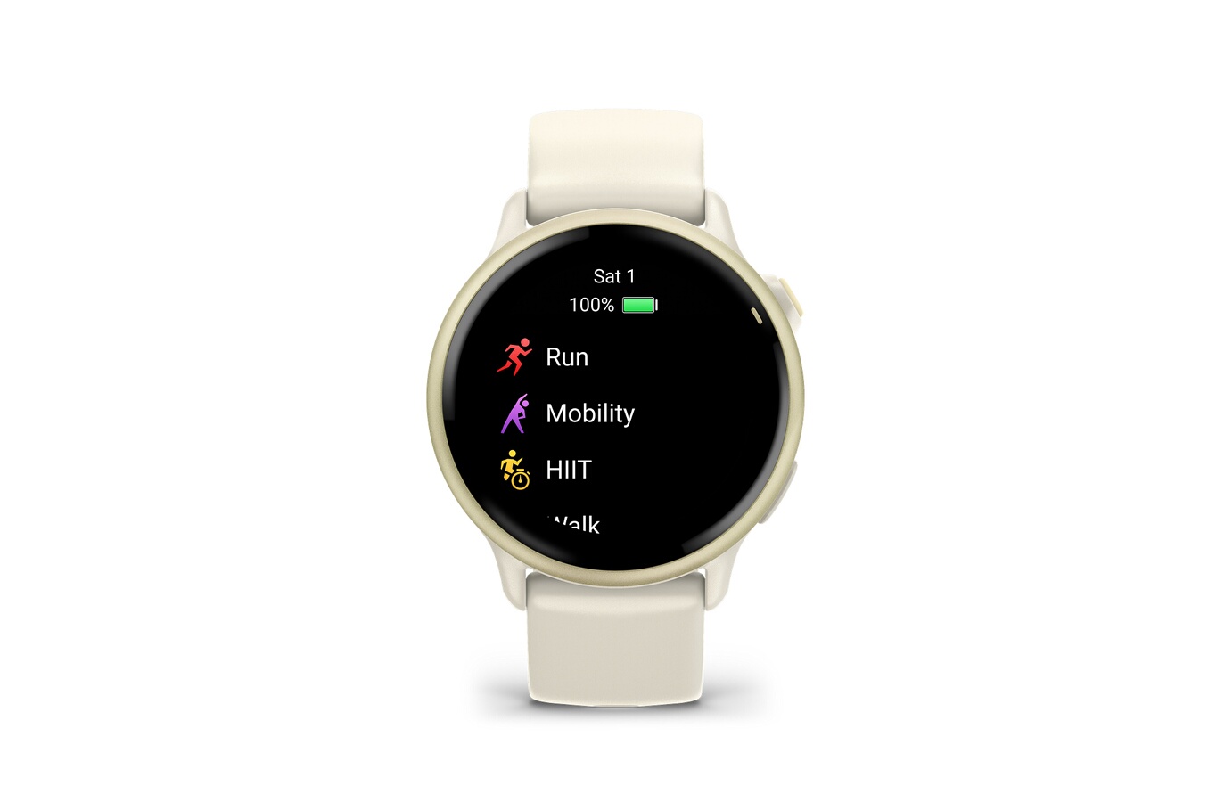 GARMIN vívoactive 6, lunette Lunar Gold avec boîtier ivoire