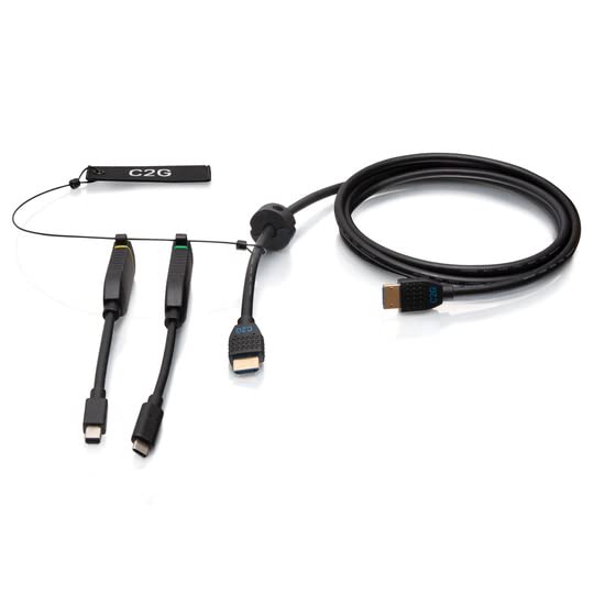 C2G 10ft (3m) 4K HDMI Premium Cable and Dongle Adapter Ring with Color Coded Mini DisplayPort and USB-C
