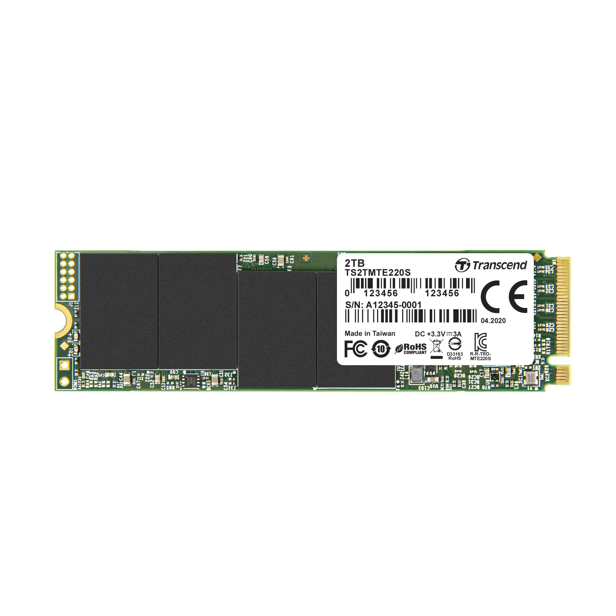 TRANSCEND 2To M.2 2280 PCIe Gen3x4 M-Key 3D TLC with Dram