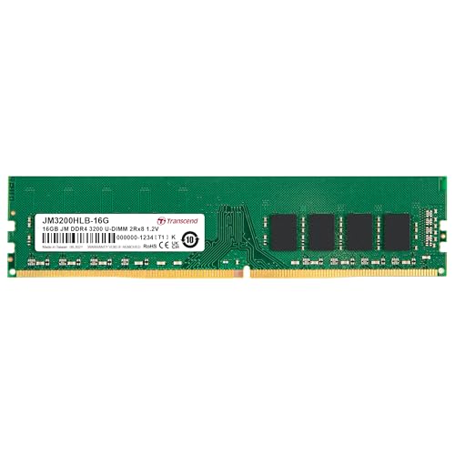 TRANSCEND Barrette mémoire 16Go DIMM DDR4 JetRam PC4-25600 (3200 Mhz) (Vert)