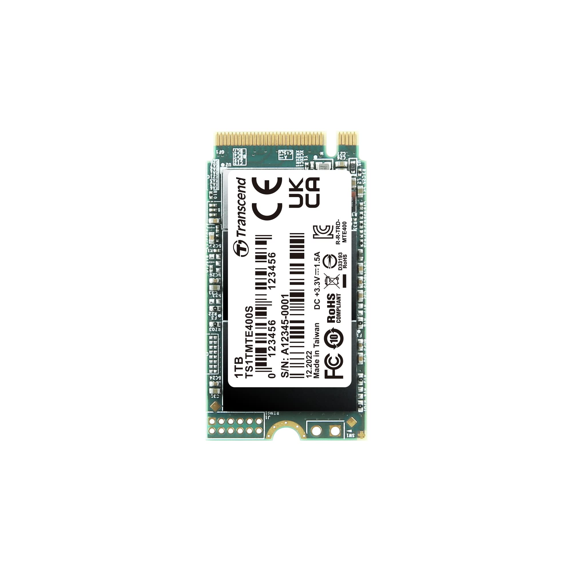 TRANSCEND 1TB, M.2 2242,PCIe Gen3x4, NVMe, 3D TLC, DRAM-less