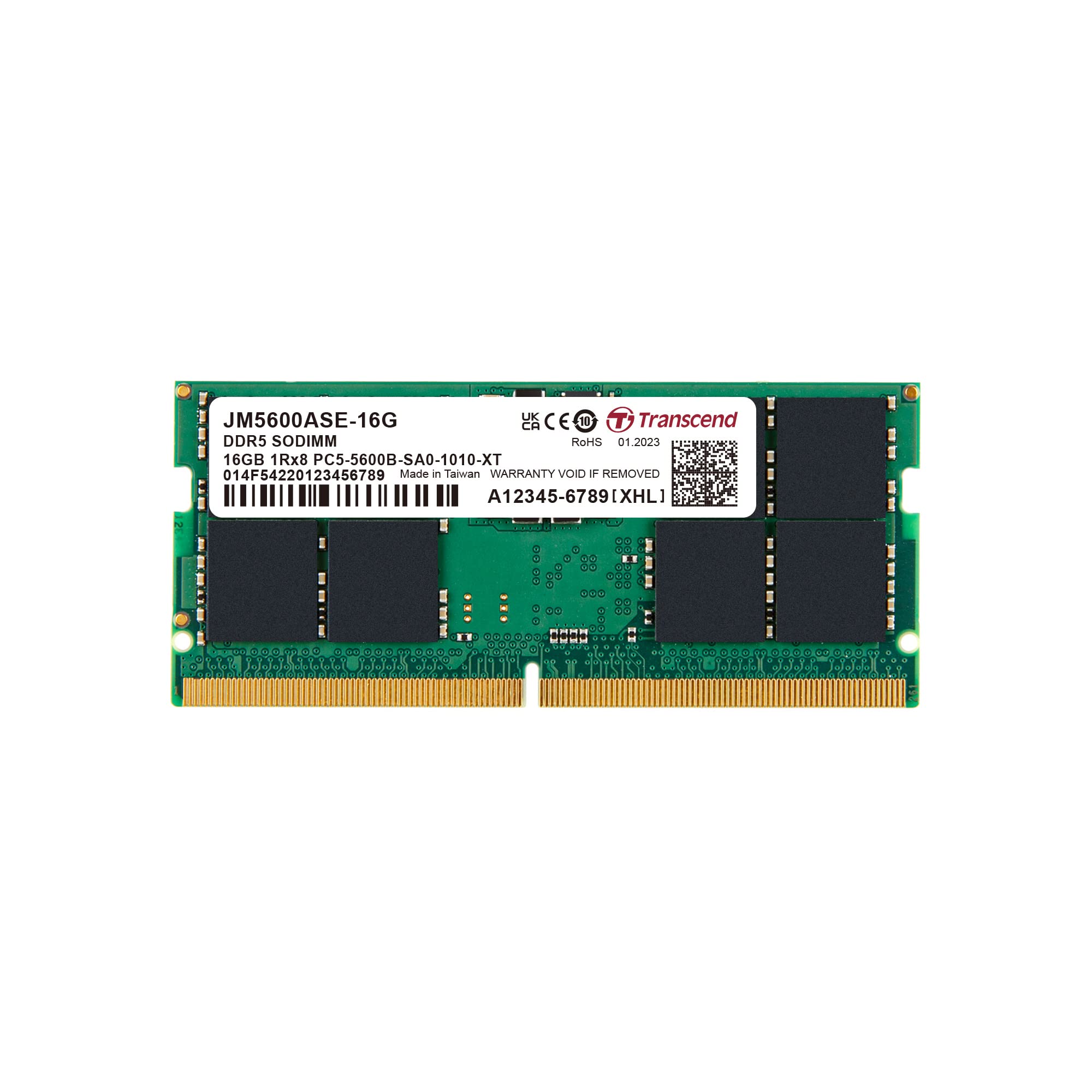 TRANSCEND 16Go JM DDR5 5600 SO-DIMM 1Rx8 2Gx8 CL46 1.1V