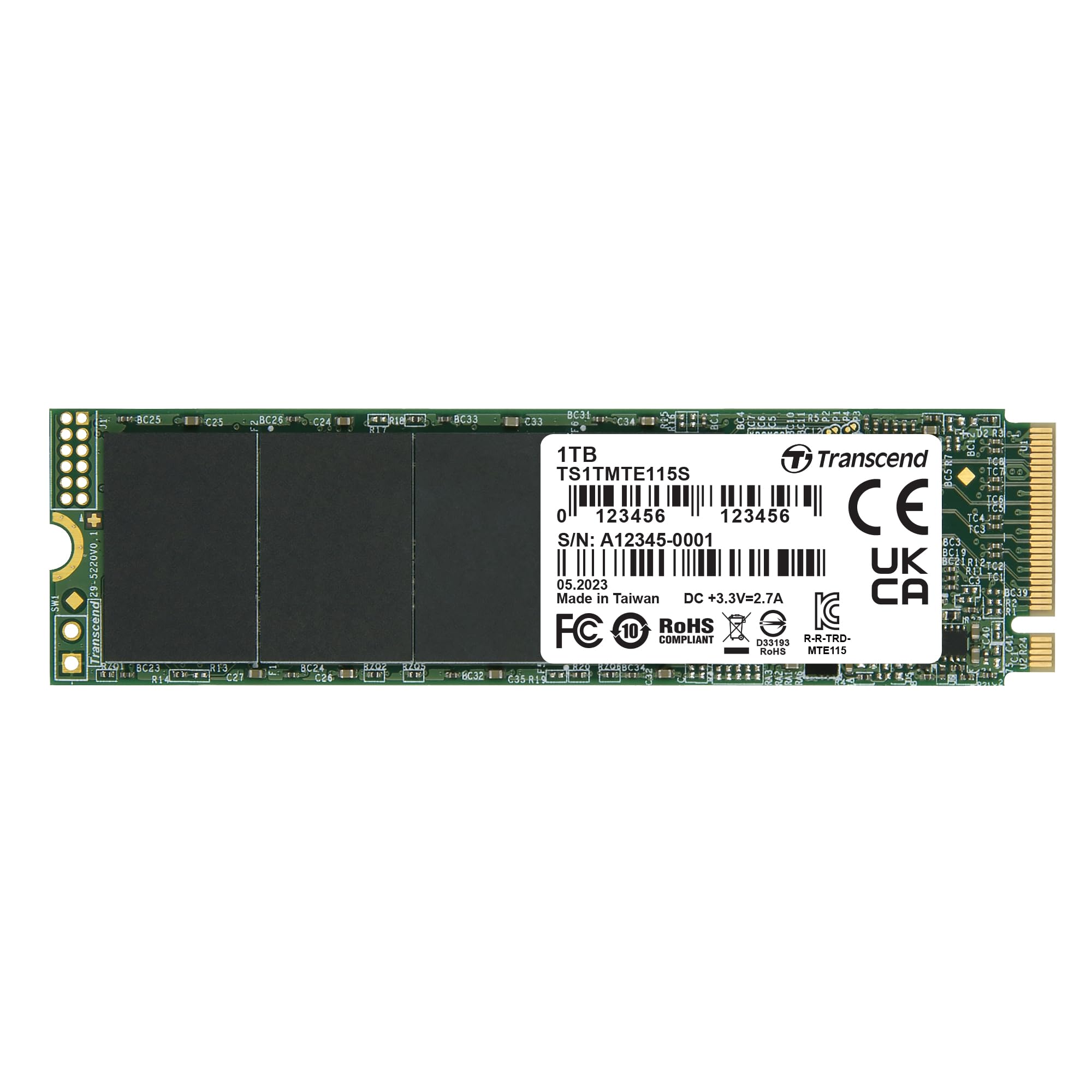 TRANSCEND 1TB, M.2 2280,PCIe Gen3x4, NVMe, TLC, DRAM-less