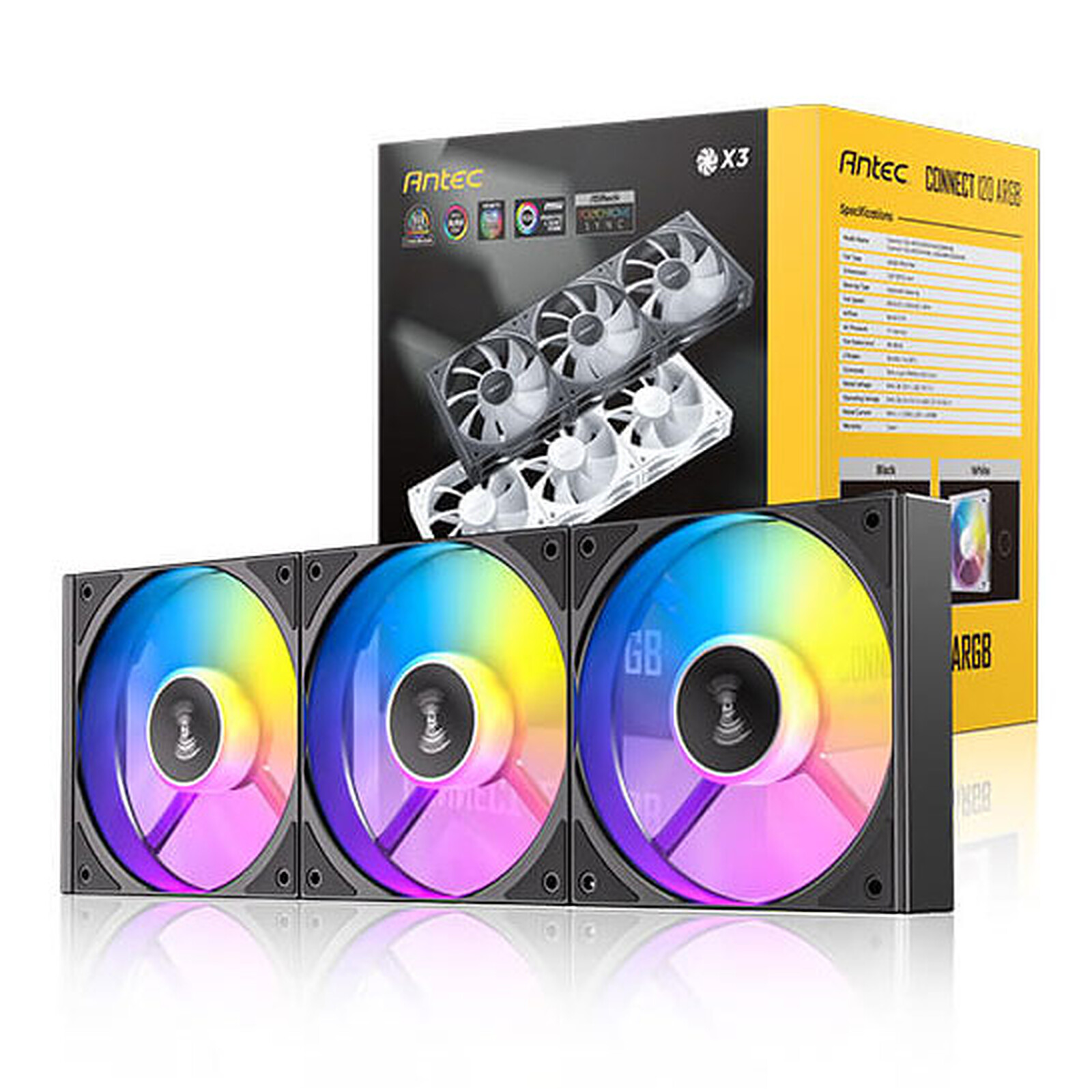 ANTEC Connect 120 ARGB Noir (x3)