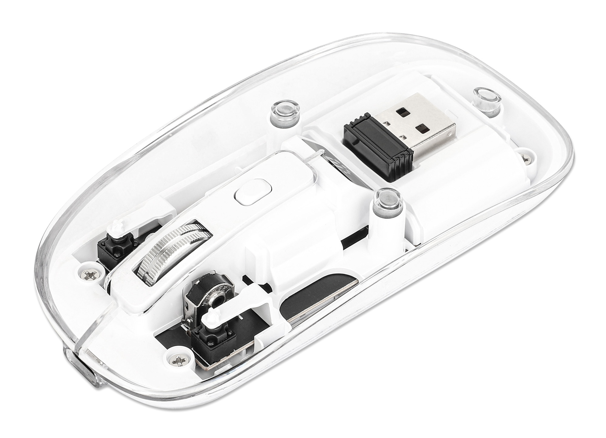 MANHATTAN MANHATTAN Funkmaus USB-A 4Tasten RGB LED weiß transparent