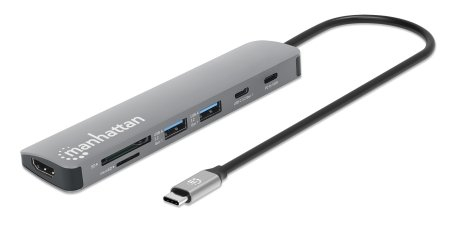 MANHATTAN MANHATTAN USB-C PD auf HDMI 7-in-1 4K Dockingstation grau