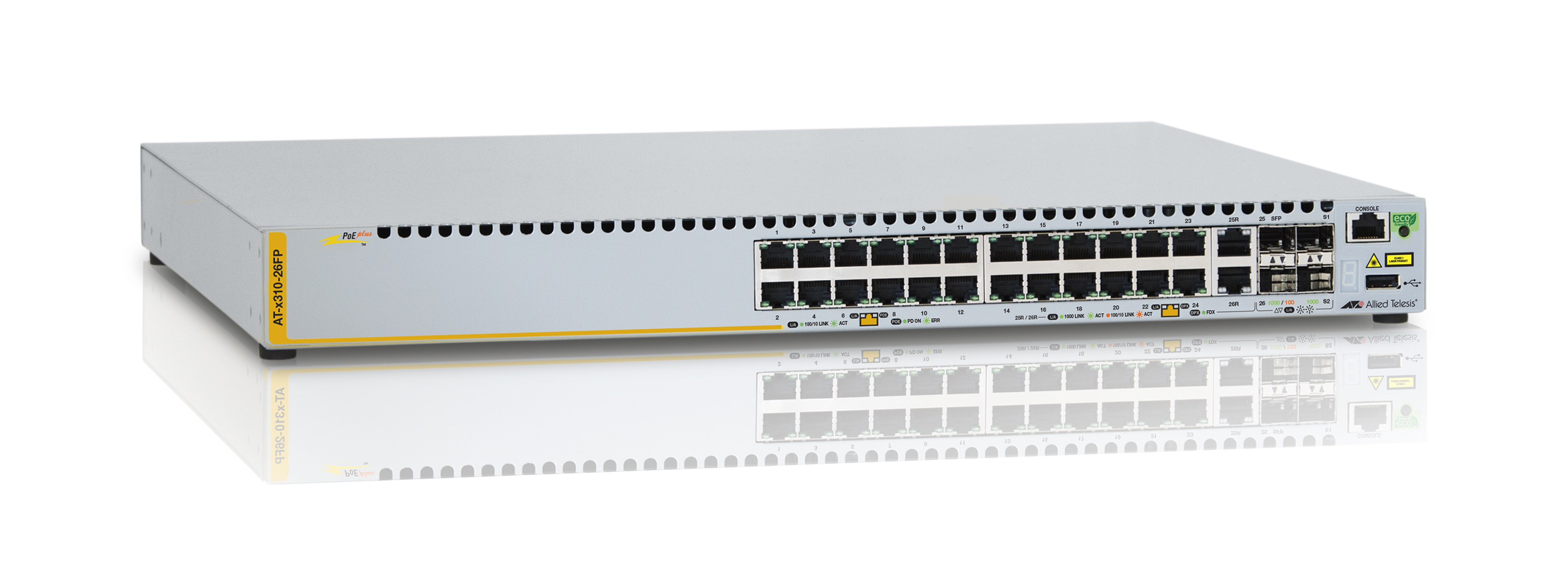 ALLIED TELESIS ALLIED AT-x310-26FP Switch L3 24P 10/100 PoE+ & 2 GIGA/4 SFP