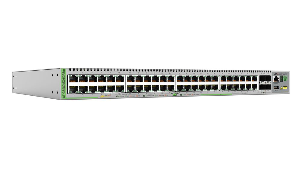 ALLIED TELESIS L3 Stackable Switch 40x 10/100/1000-T PoE+ 8x 100M/1G/2.5G/5G-T PoE+ 4x SFP+ Ports
