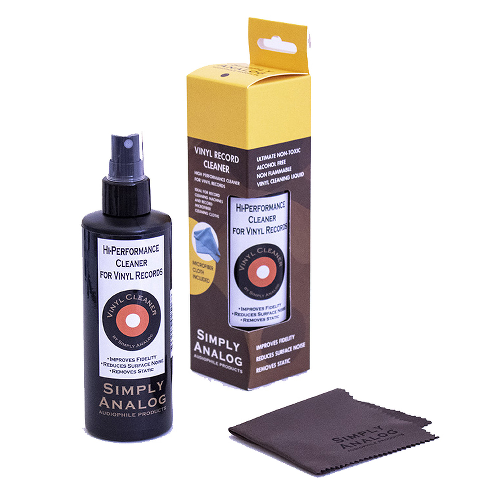 Simply Analog Nettoyant Disques Vinyles 200 ml + Tissu en microfibre