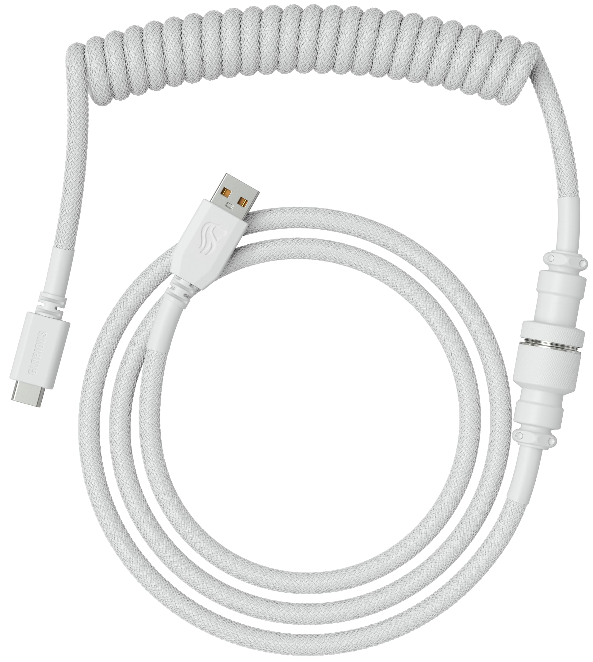 Glorious PC Gaming Race Cable de clavier Coiled USB Type C 1,4m (Blanc)