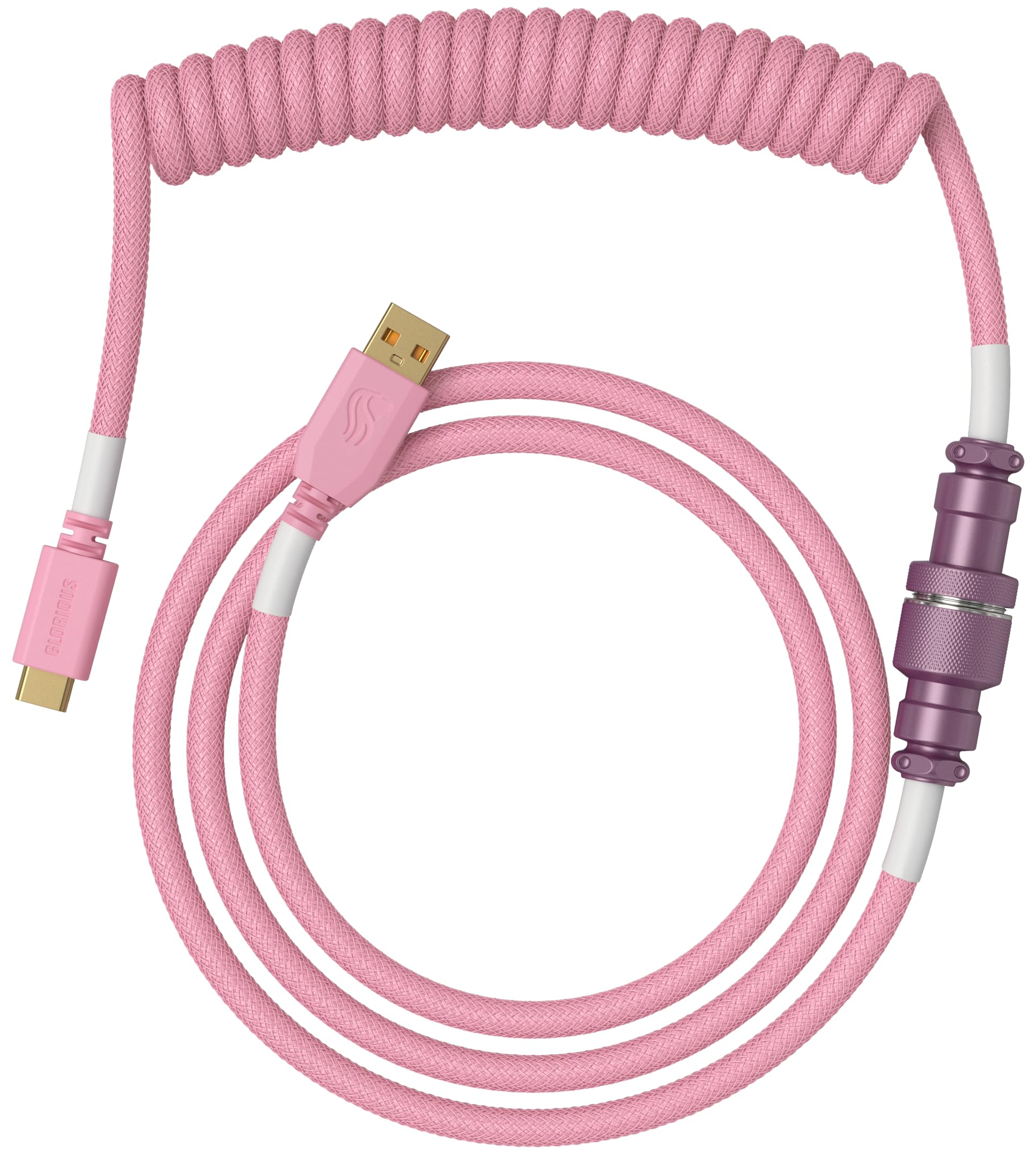 Glorious Coiled Cable Prism Pink, USB-C sur USB-A Spiralkabel