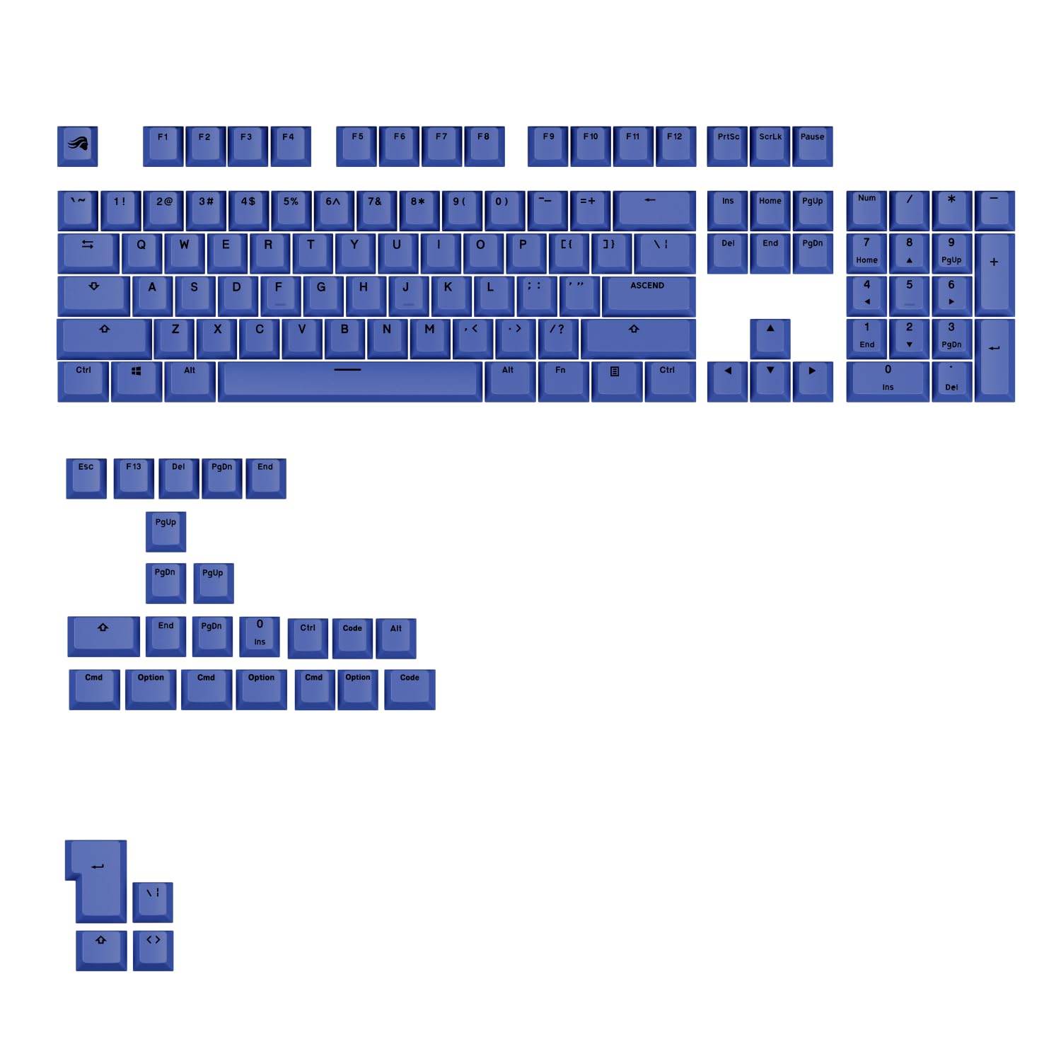 Glorious GPBT Basics Keycaps, ANSI Layout (US), PBT, Dye-Sub