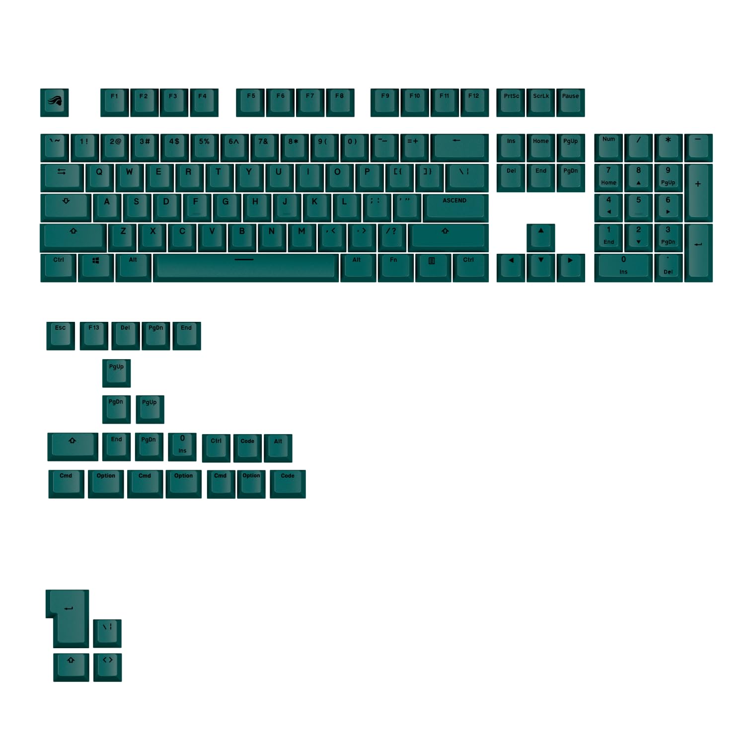 Glorious GPBT Basics Keycaps, ANSI Layout (US), PBT, Dye-Sub