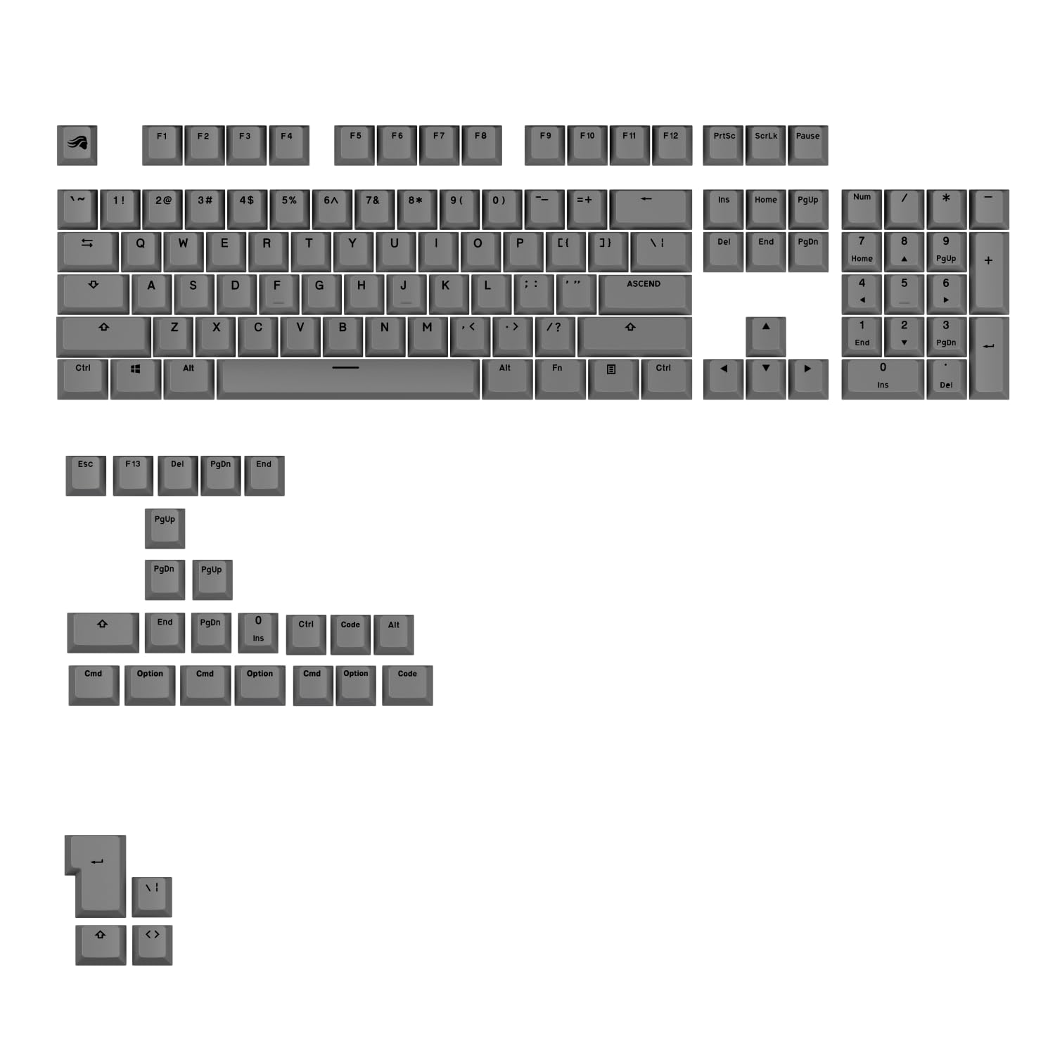 Glorious GPBT Basics Keycaps, ANSI Layout (US), PBT, Dye-Sub