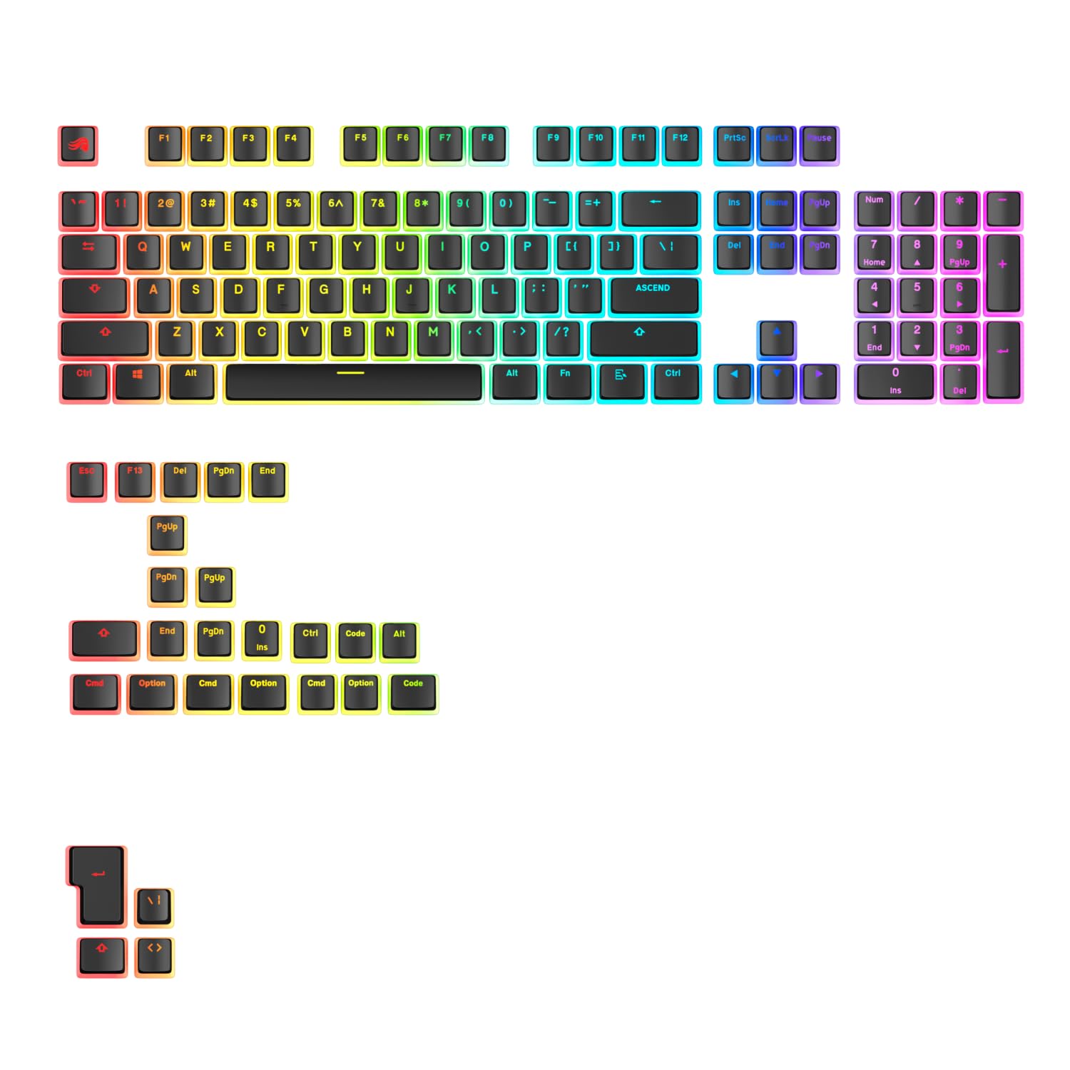 Glorious Aura V3 Keycaps, ANSI Layout (US), PBT, Doubleshot