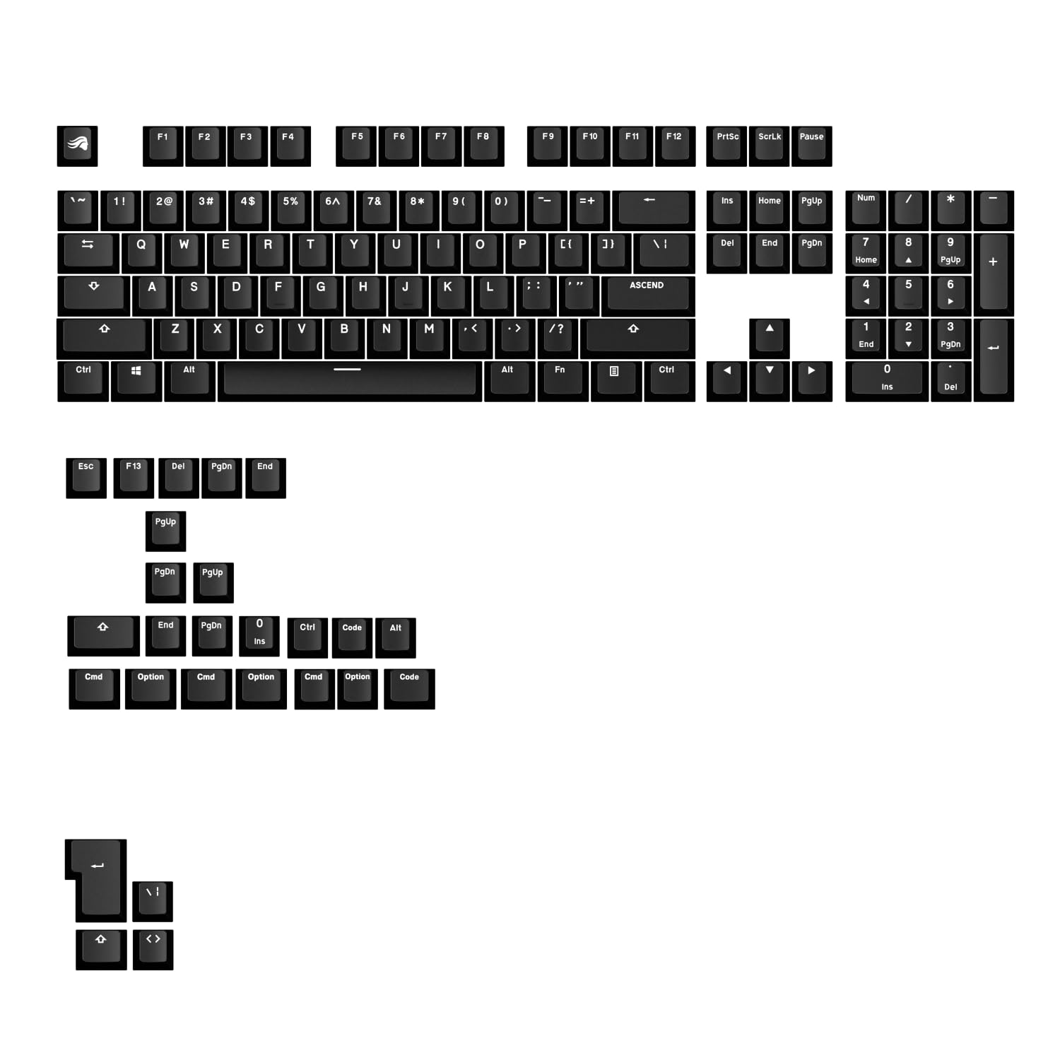 Glorious GPBT Basics Keycaps, ANSI Layout (US), PBT, Dye-Sub