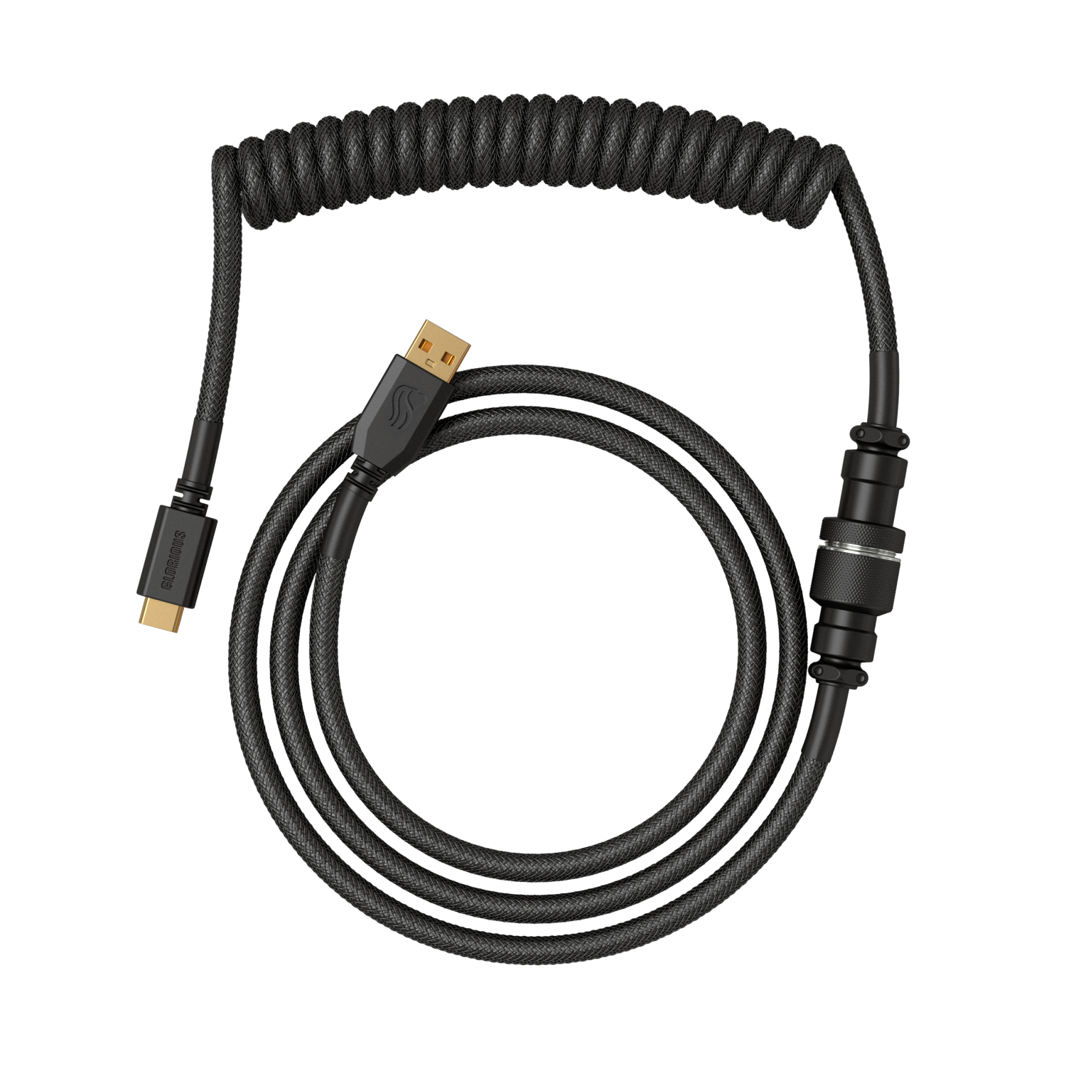 Glorious GMMK Coiled Cable Phantom Black, Spiralkabel, USB-C/USB-A