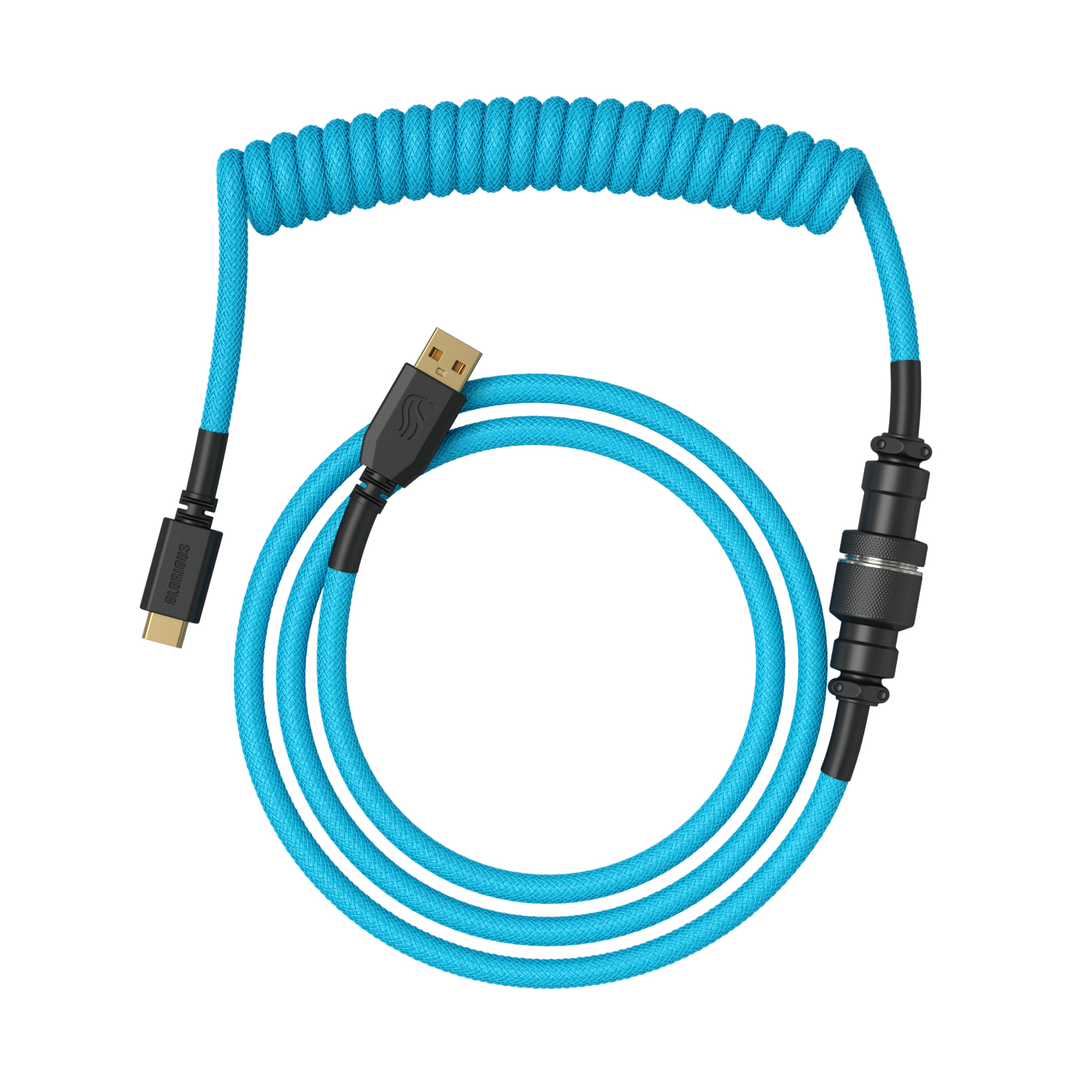 Glorious GMMK Coiled Cable Electric Blue, Spiralkabel, USB-C/USB-A