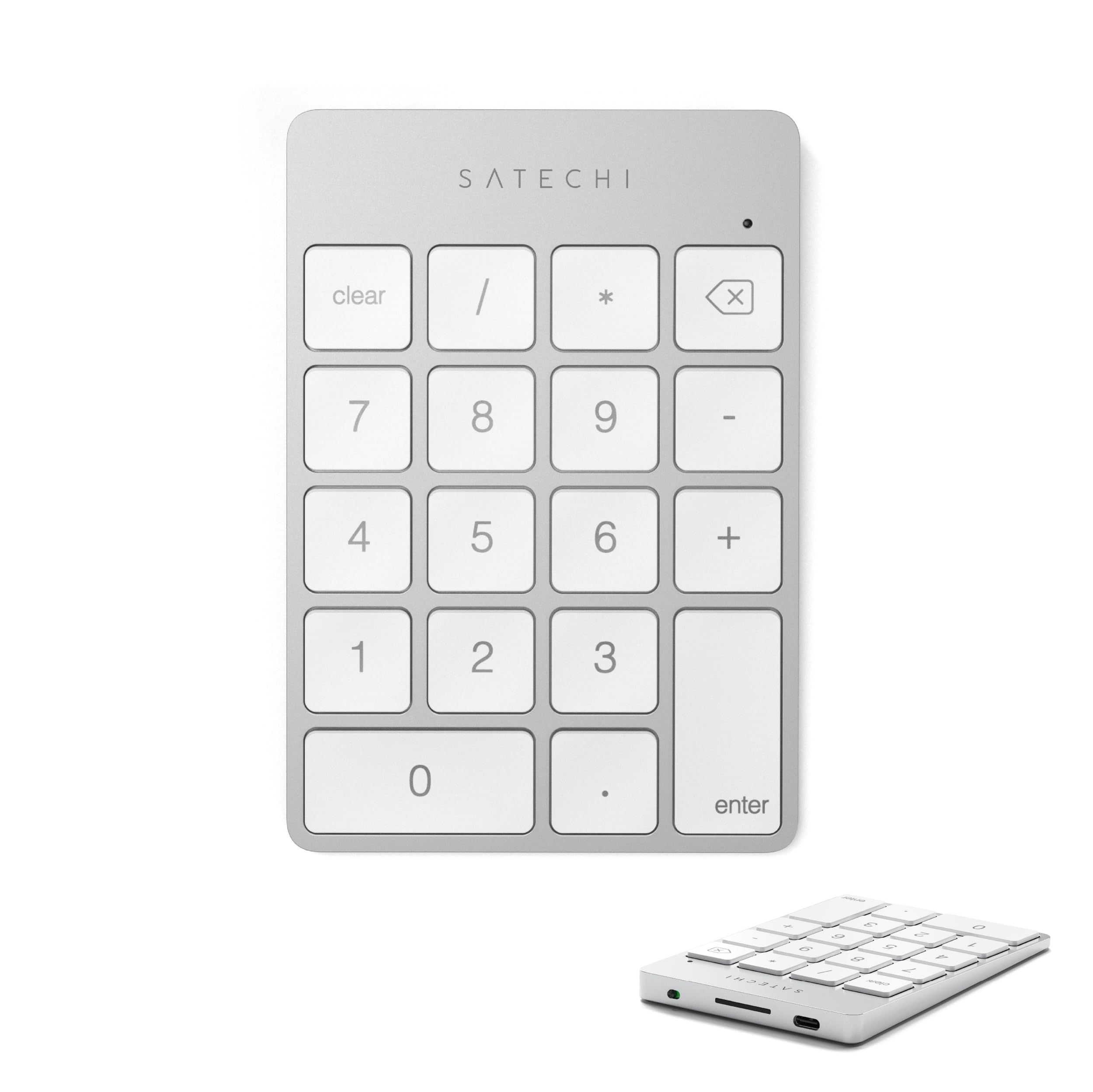 Satechi ALUMINUM SLIM RECHARGEABLE BLUETOOTH KEYPAD SILVER GREY