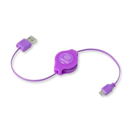 RETRAK Cable USB - micro USB 1m Retractable (Mauve)