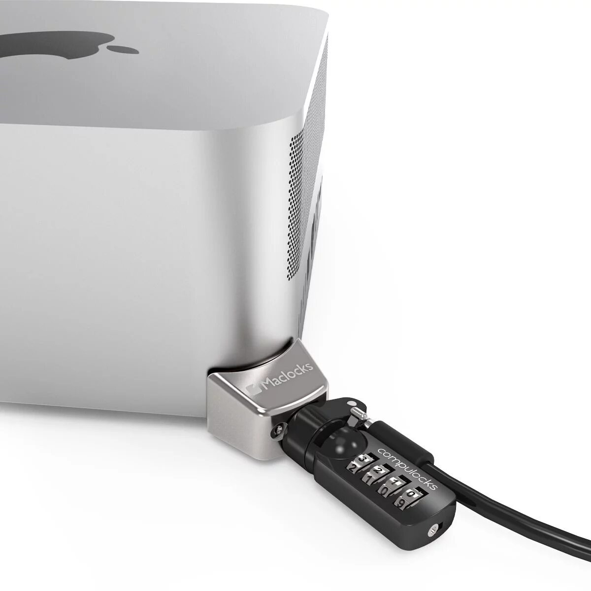 COMPULOCK Compulocks Mac Studio Adaptateur de verrouillage Ledge avec câble antivol à combinaison argent