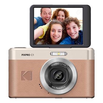 KODAK numerique avec zoom numerique 4X, capteur CMOS 13MP,focale de 3.57mm, ecran orientable de 2.8 pouces (230k pixels), modes de prise de vue varies, flash LED integre et batterie li-ion.