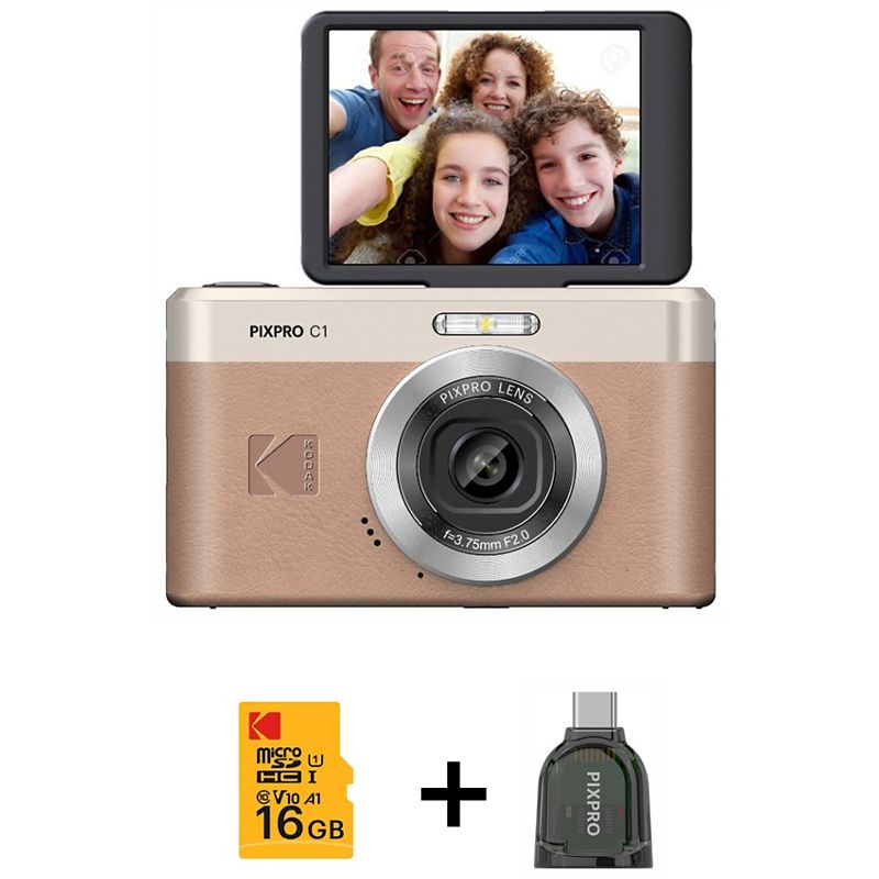 KODAK appareil photo compact pixpro c1 maron + micro sd 16go