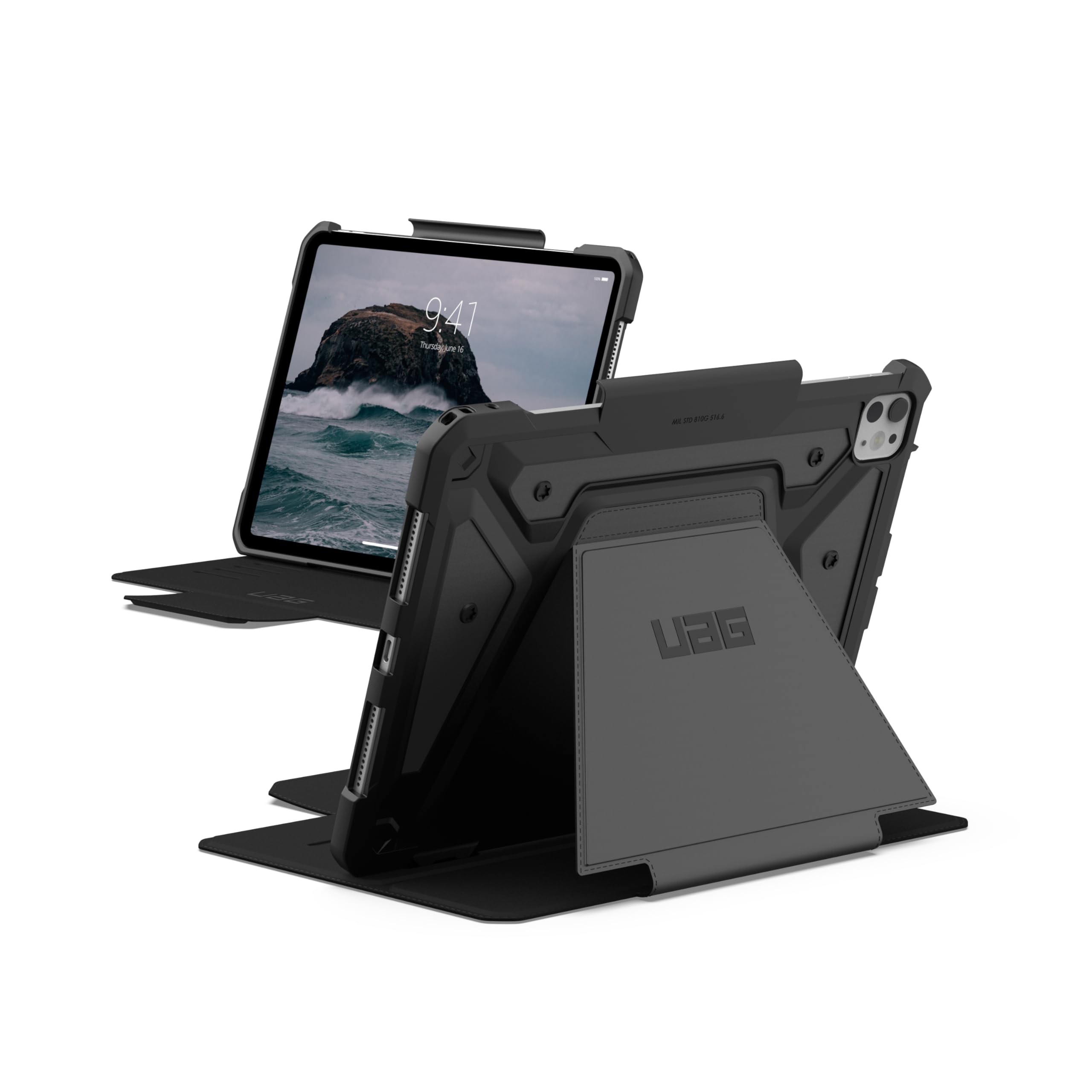 UAG - Étui à rabat pour tablette - robuste - polyuréthane (PU) - noir - pour Apple 11-inch iPad Pro M4 Wi-Fi, M4 Wi-Fi + Cellular