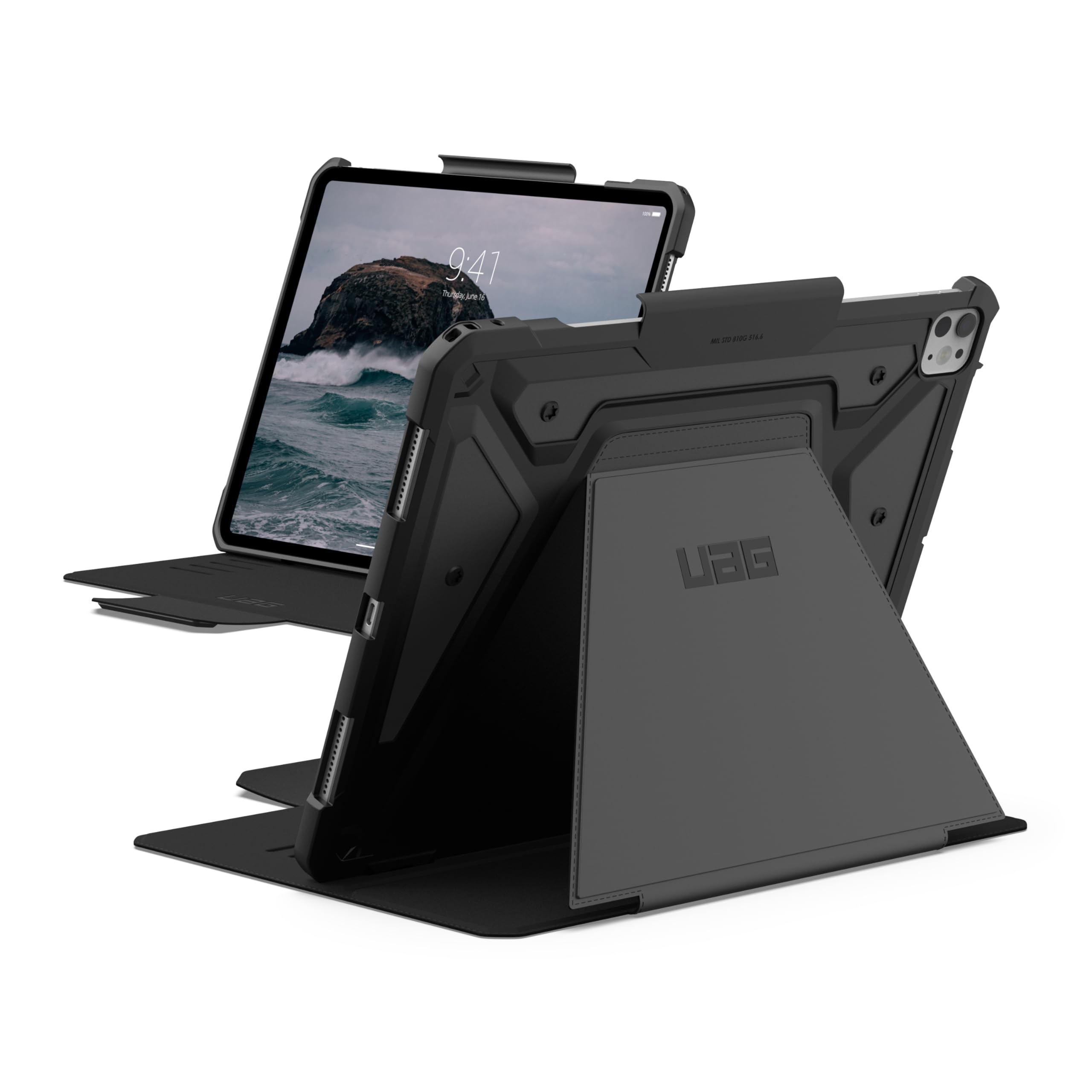 UAG - Étui à rabat pour tablette - robuste - polyuréthane (PU) - noir - pour Apple 13-inch iPad Pro M4 Wi-Fi, M4 Wi-Fi + Cellular