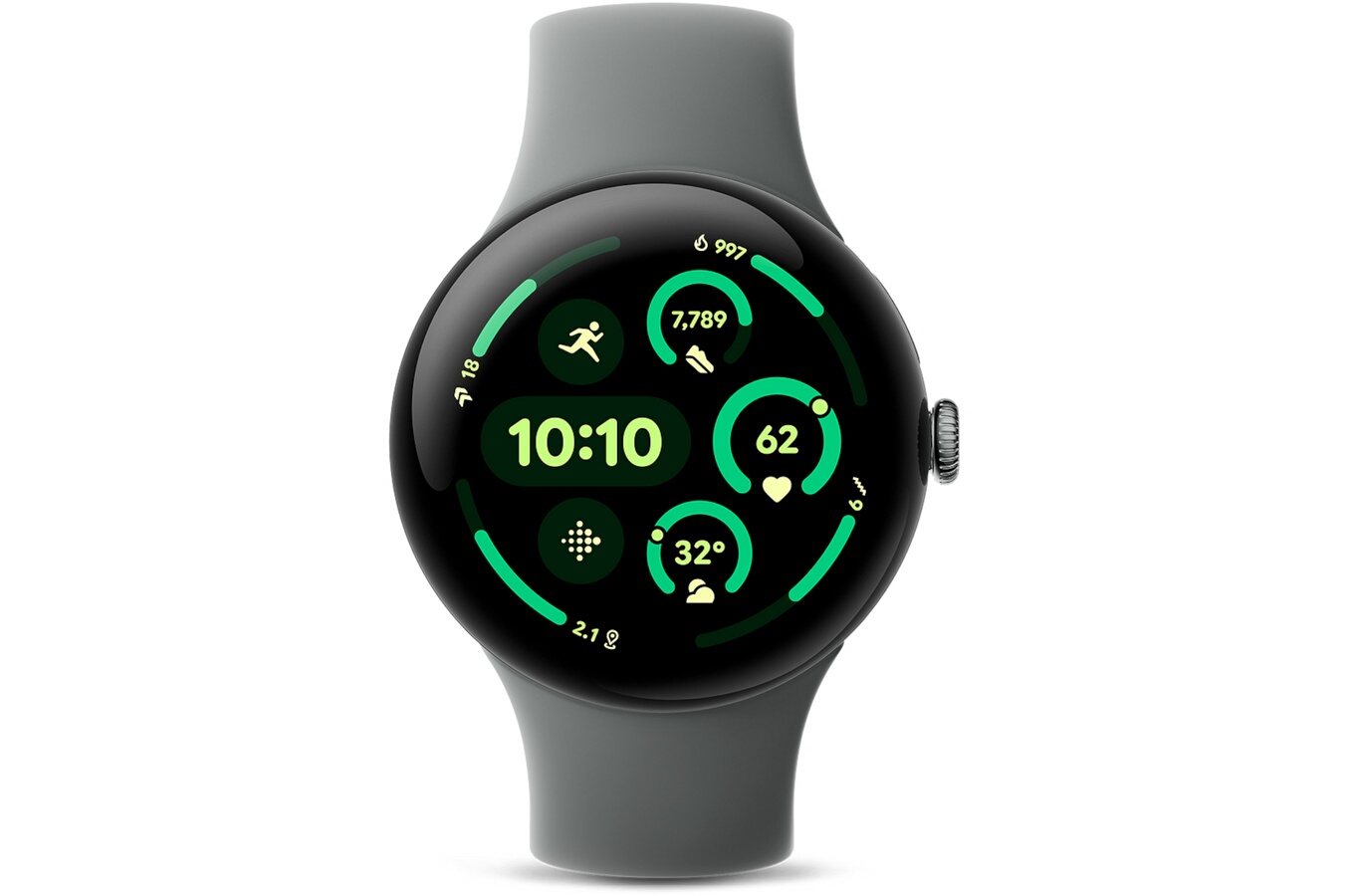 GOOGLE PIXEL WATCH 3 45MM WIFI CHAMPAGNE DORÉ BRACELET VERT SAUGE