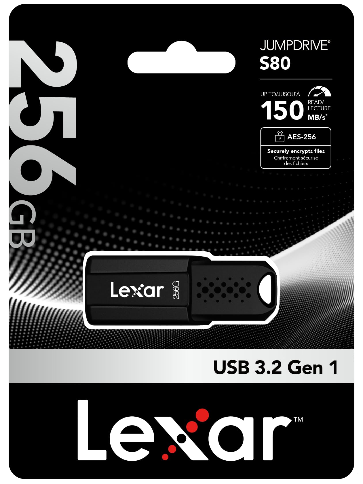 Lexar Clé USB 3.1 JumpDrive S80 - 256Go (Noir)