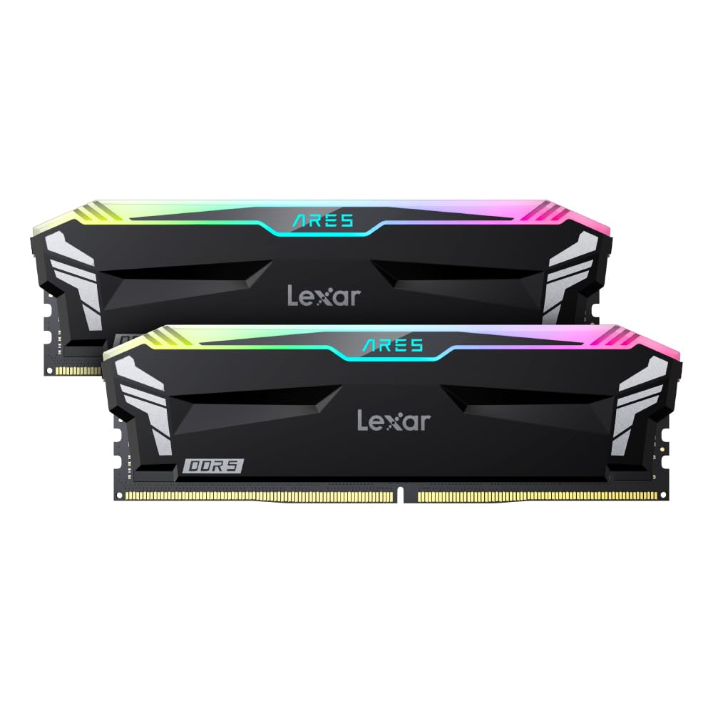 Lexar Modèle du produit : Kit Barrettes mémoire 32Go (2x16Go) DIMM DDR5 Ares RGB 6800MHz (Noir)